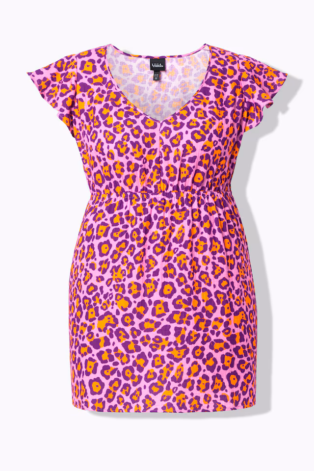 Leopard Print Sleeveless Ruffle Blouse