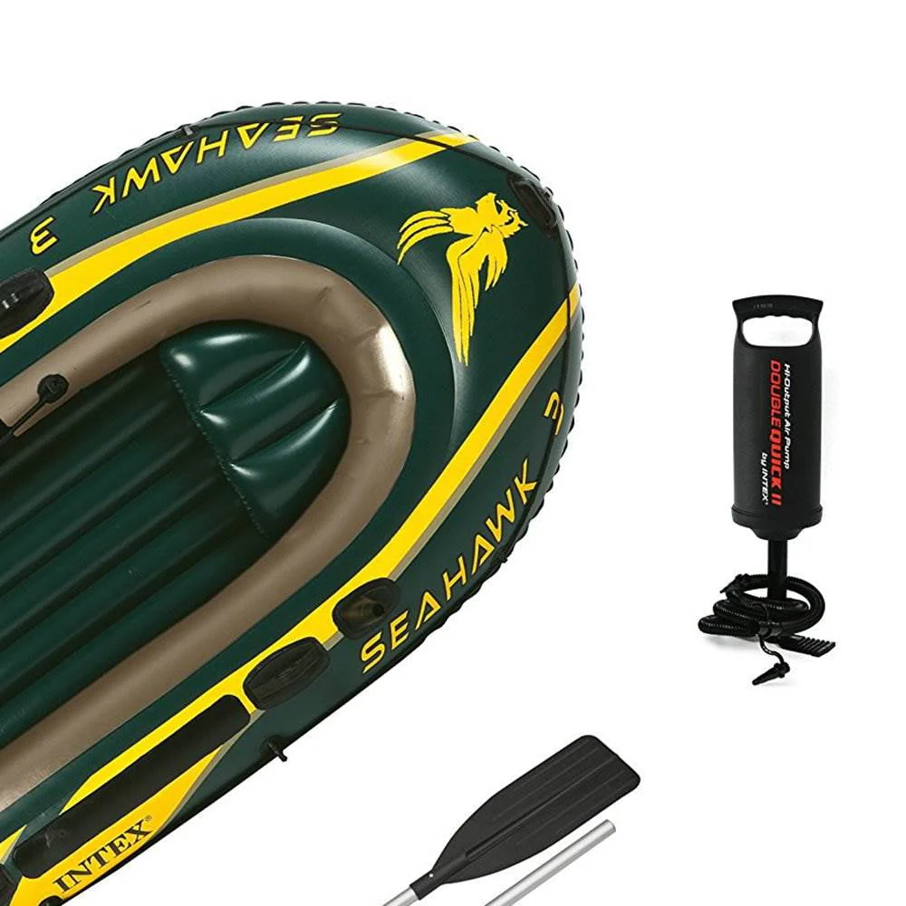 Seahawk 3 Person Inflatable Boat Set with Aluminum Oars Pump (2 Pack) - Image 6