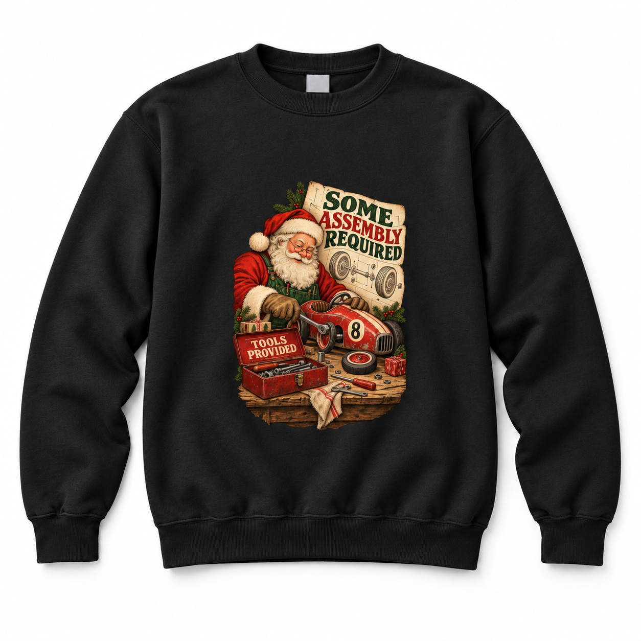 Some Assembly Required Santa Mechanic Crewneck Sweatshirt