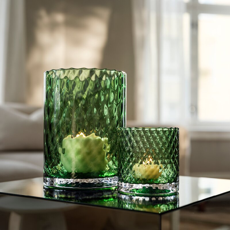 Harlekin lykt/vase 12,5 cm grønn