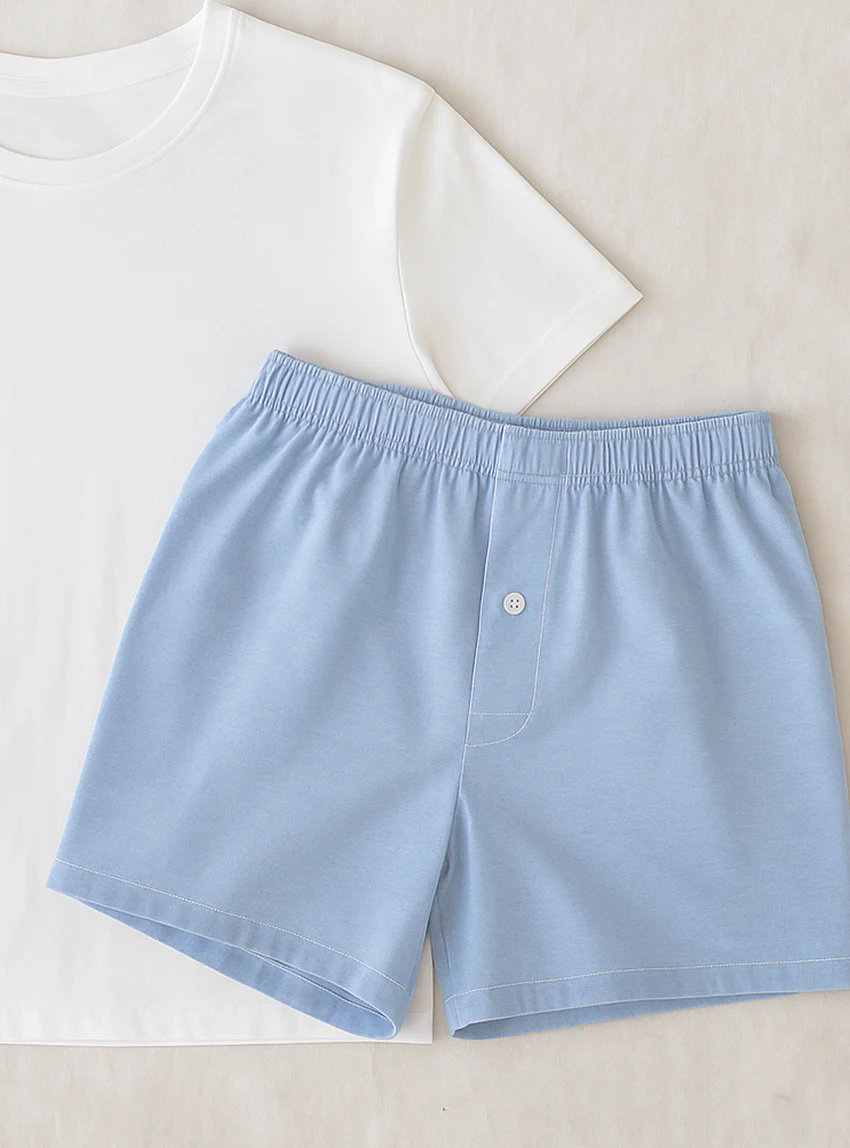 Caleçon homme en coton bleu