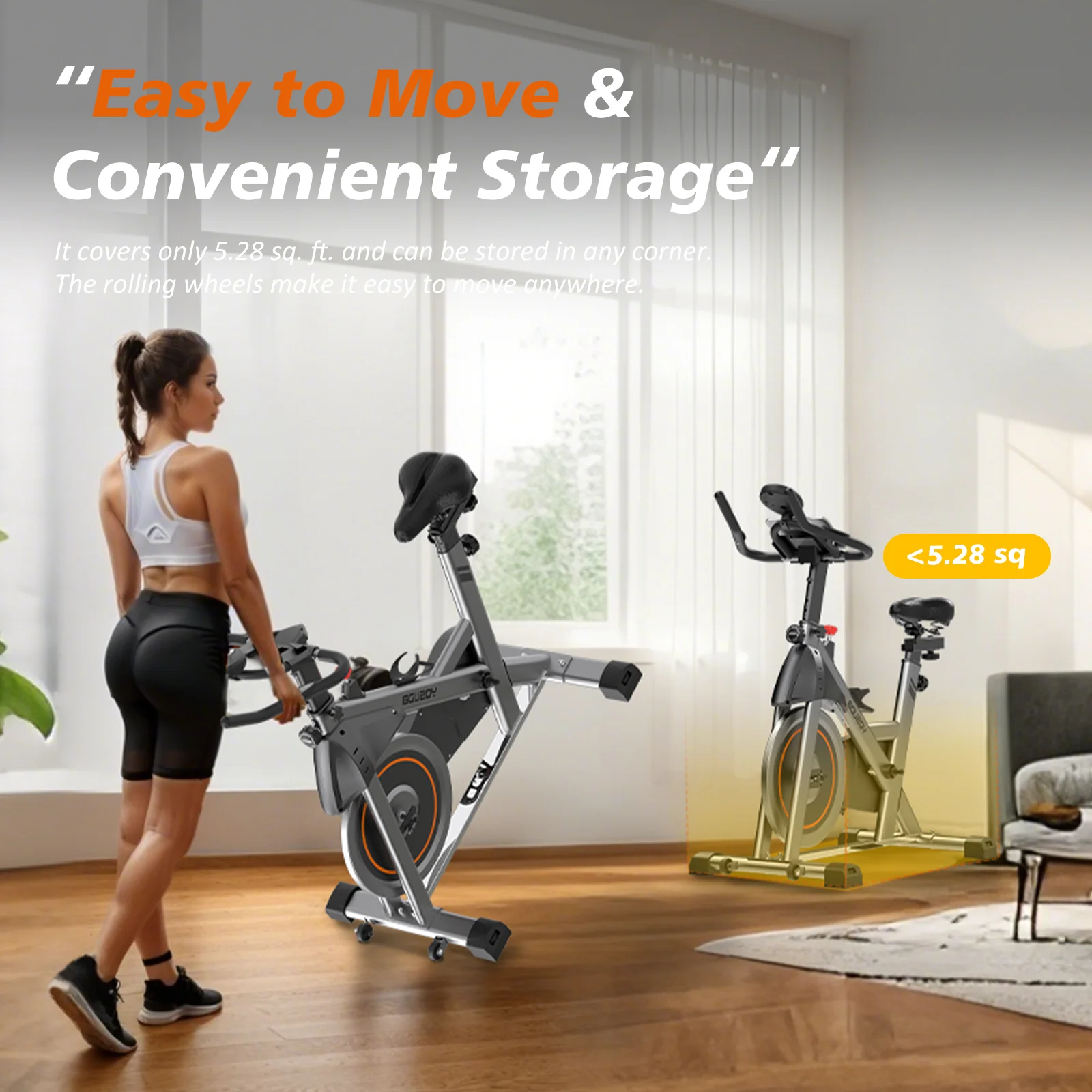 Indoor Cycling Bike, 330 lbs Capacity, Comfort Seat, LCD Monitor(ysd002-Friction) - Image 2