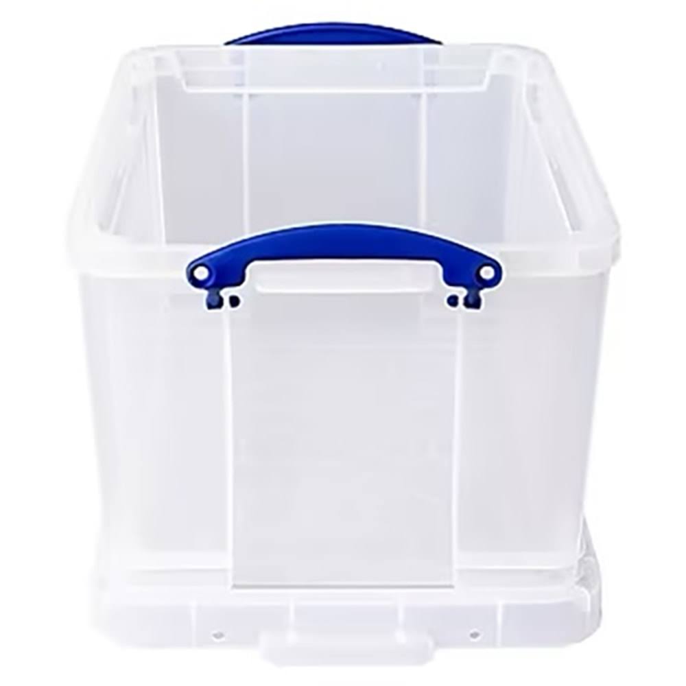 Really Useful Boxes Plastic Storage Box 32 Liters 19in. x 14in. x 12in. Clear