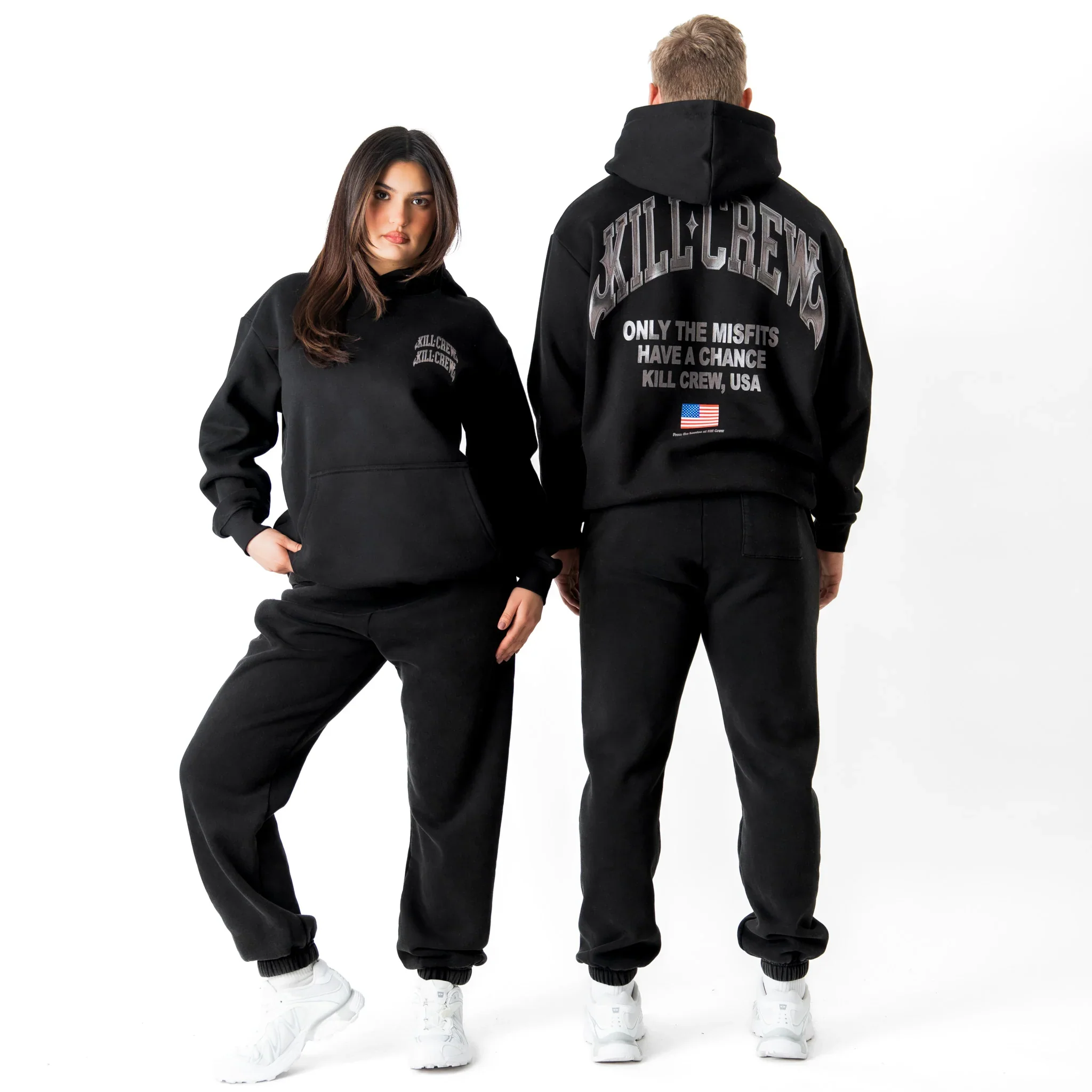 OVERSIZED LUX CHROME HOODIE - BLACKOUT