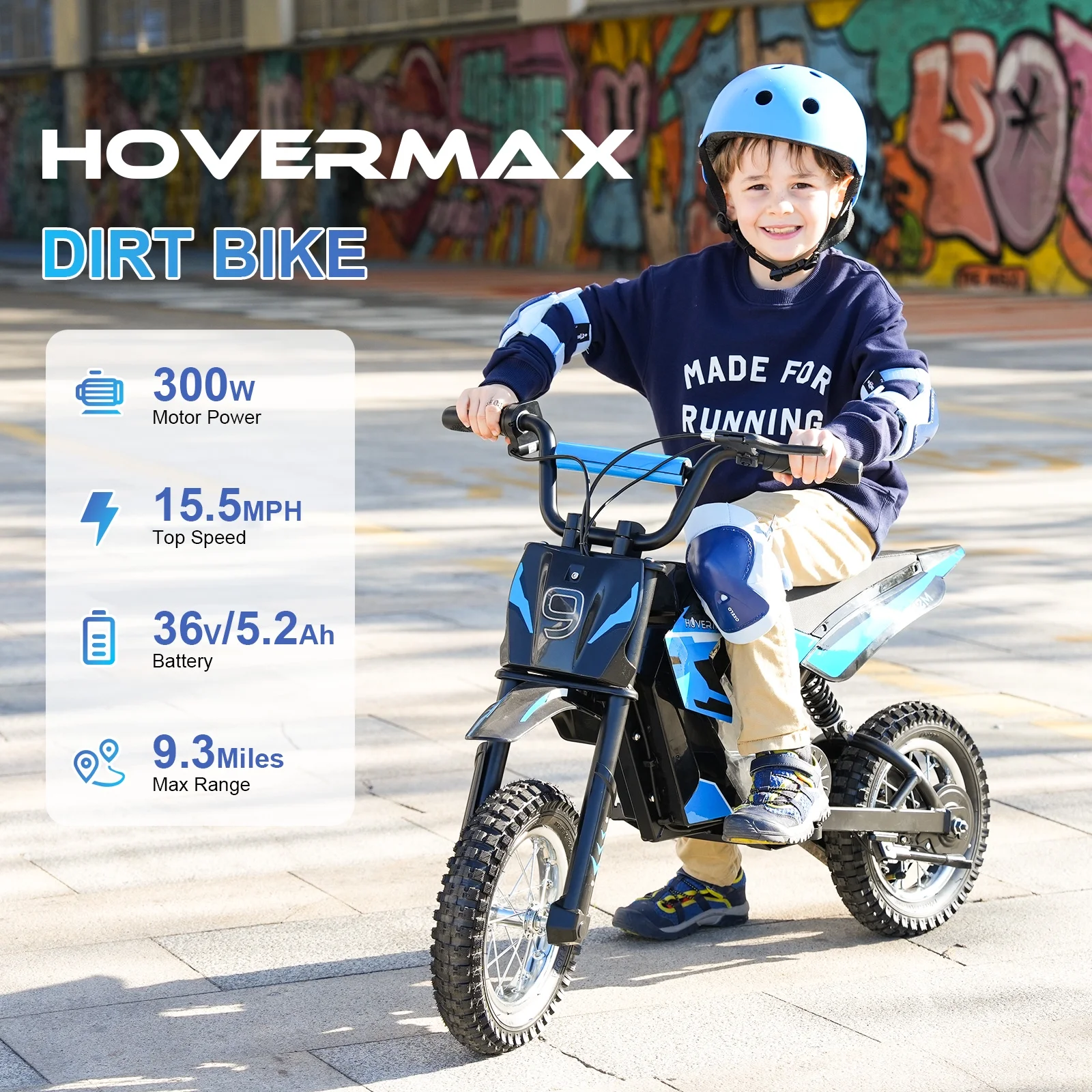 H12M 36V Electric Dirt Bike, 300W Electric Motorcycle 15.5MPH Max Speed, Ride On Toys motocross for Kids Teens, Blue(Blue) - Image 2