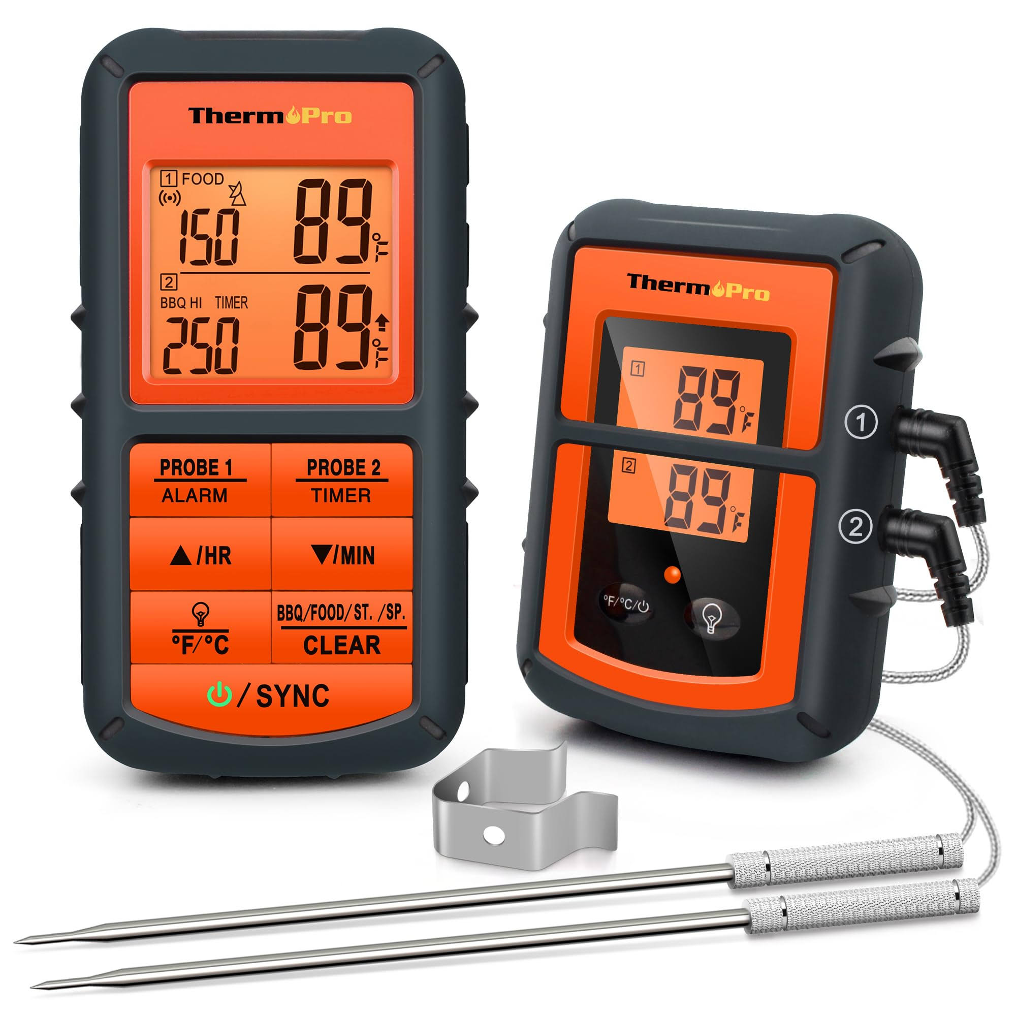 ThermoPro Wireless Digital Remote Cooking Meat Thermometer Grilling Smoker BBQ Dual Probe