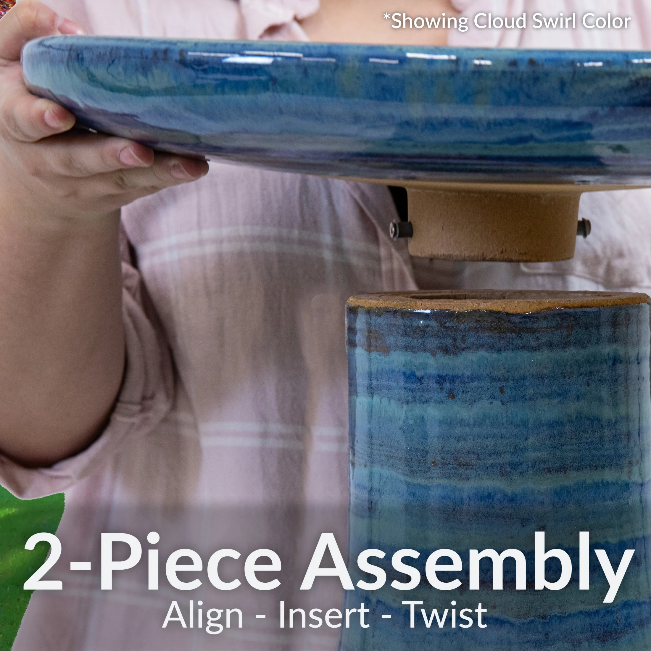 Freestanding Ceramic Outdoor Bird Bath, Glazed, UV-Resistant Galaxy Blue Finish(Galaxy Blue) - Image 6