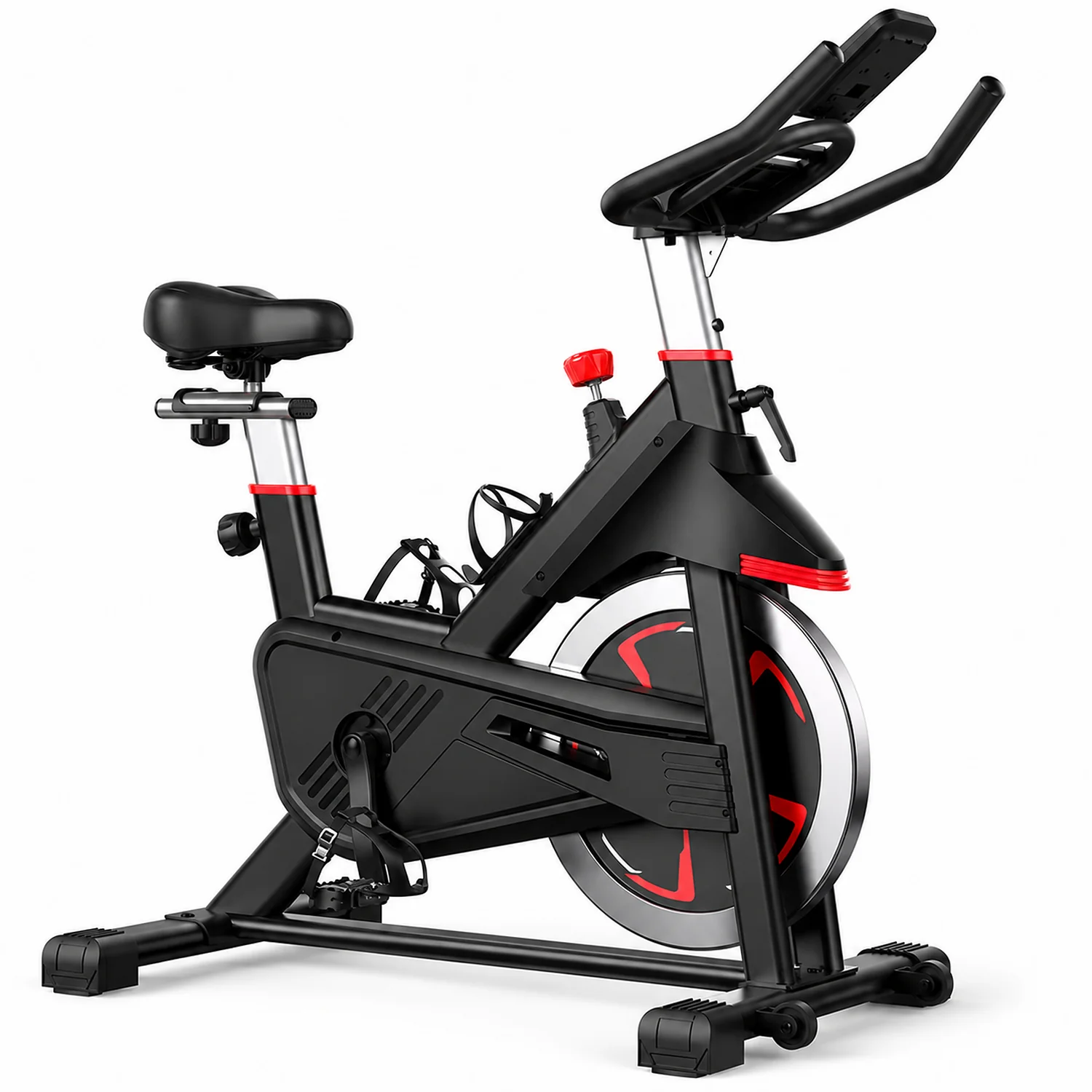 Indoor Magnetic Exercise Bike with App Connectivity, Adjustable Seat and 300 lb Capacity, Black