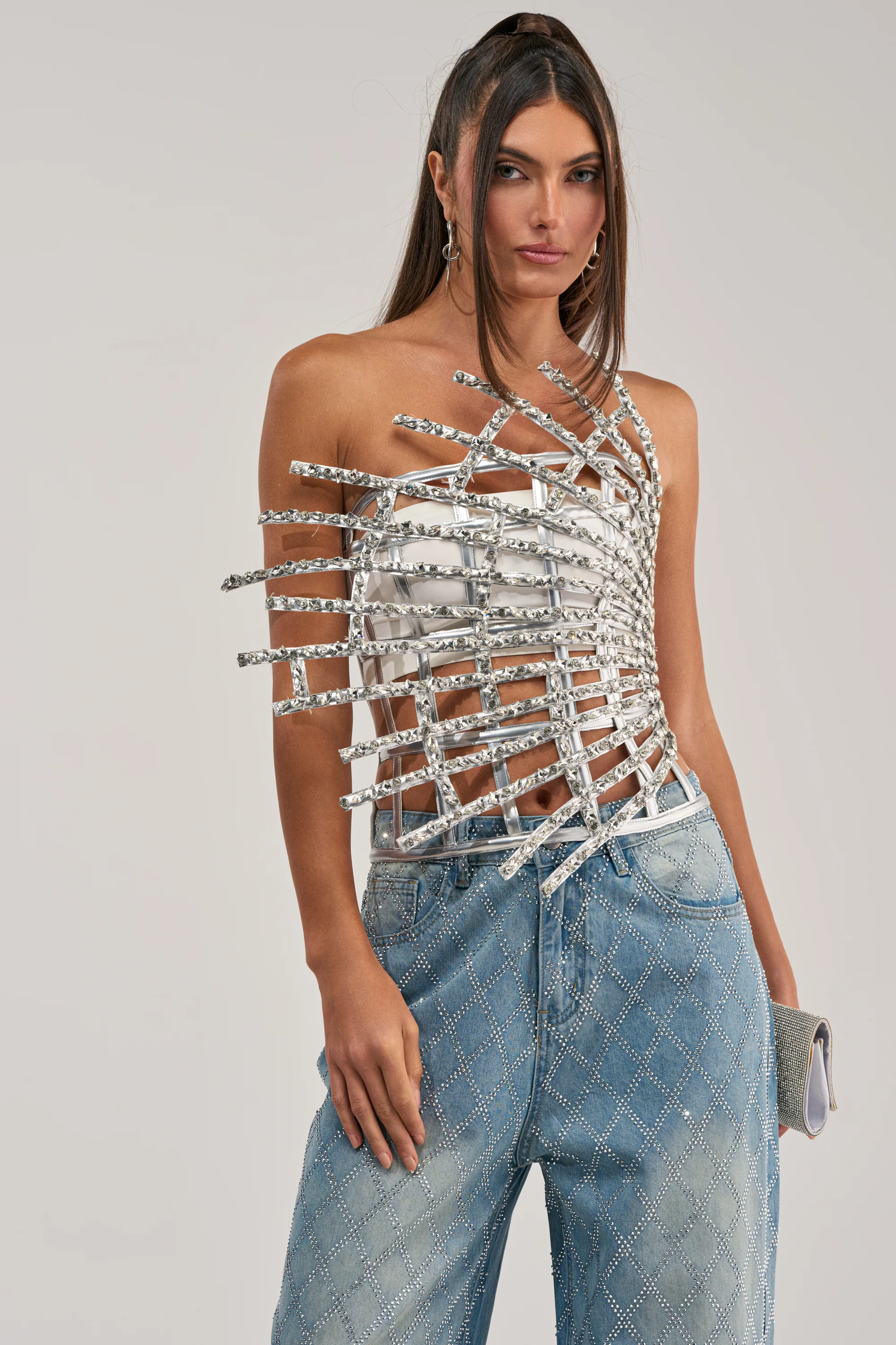 MADE YA LOOK RHINESTONE CAGE CORSET - Akira Store