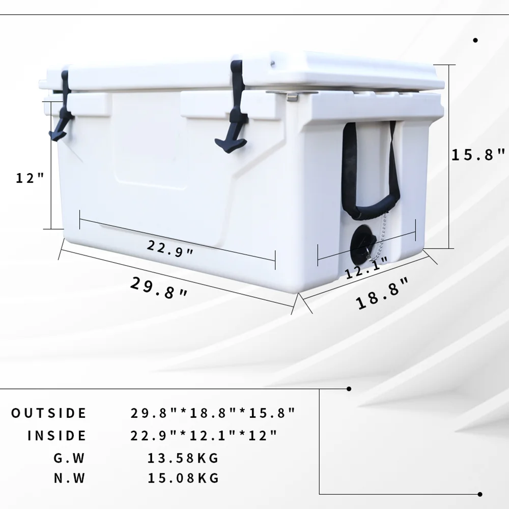 65 Quart Hard Large Cooler Box,Insulation Portable Ice Chest Box with 2 Wheels and Handle,400lbs Weight Capacity,Cooler Box for Beach, Drink, Beverage, Camping, Picnic, Fishing, Boat, Barbecue - Image 5