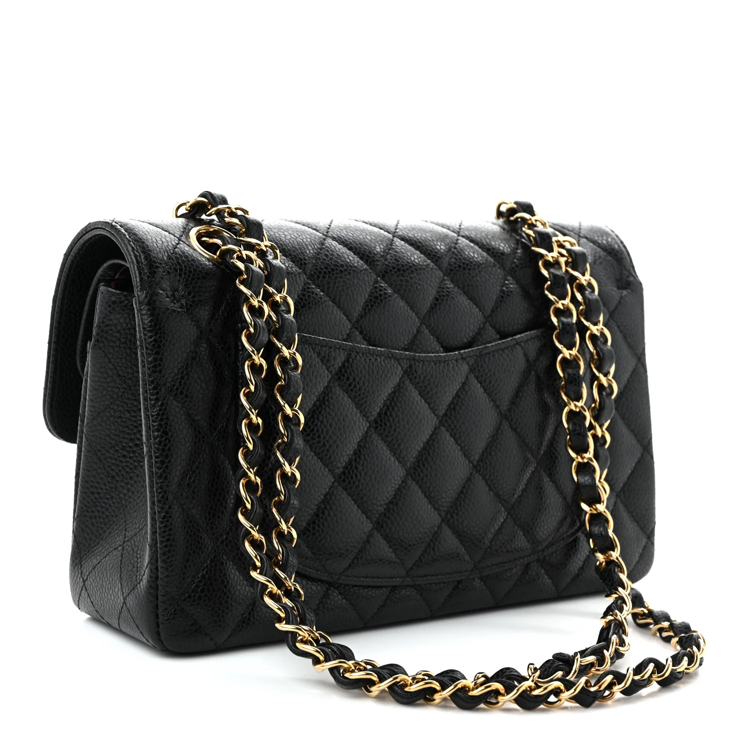 Caviar Quilted Small Double Flap Black