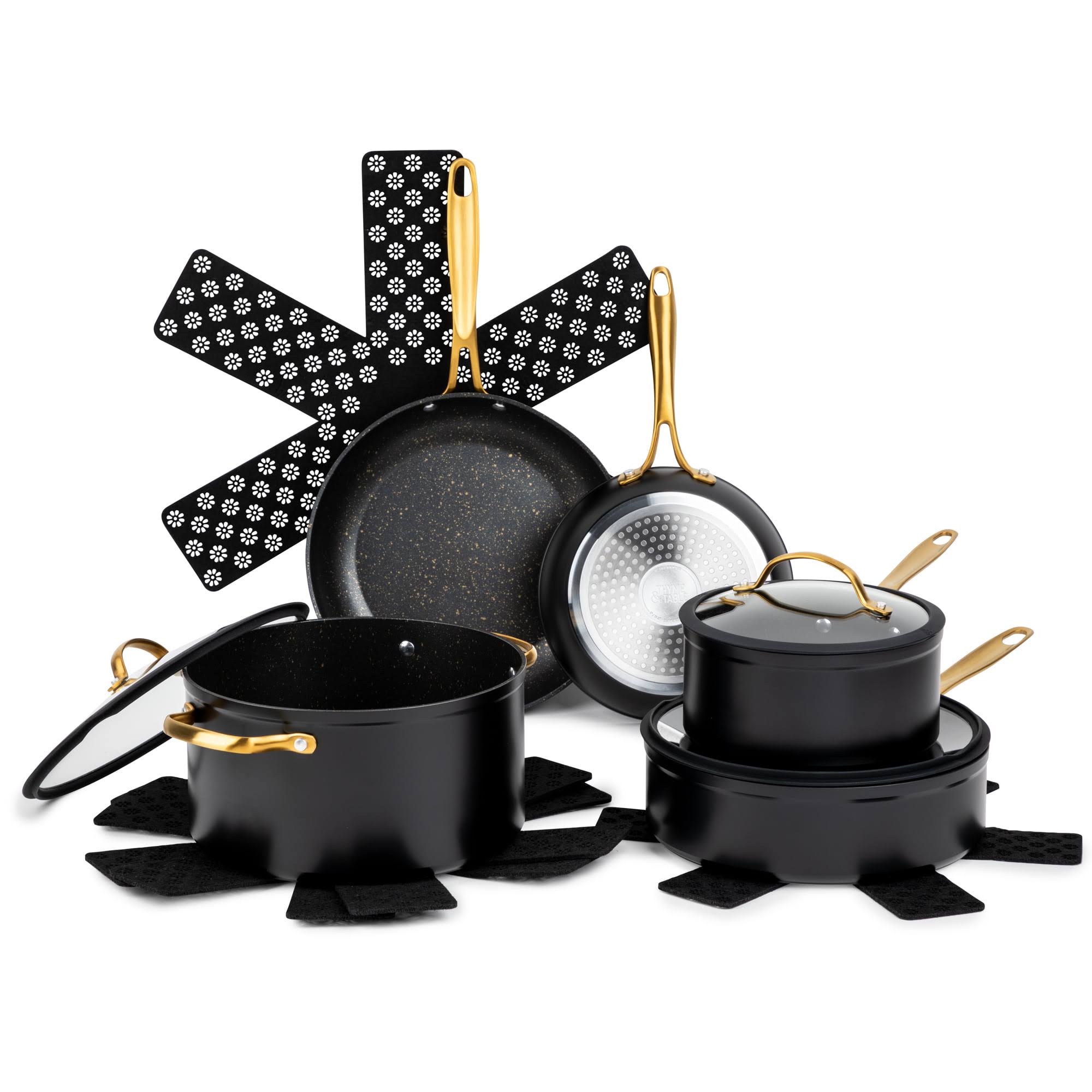 Thyme and Table Nonstick 12-Piece Cookware Set, Gold