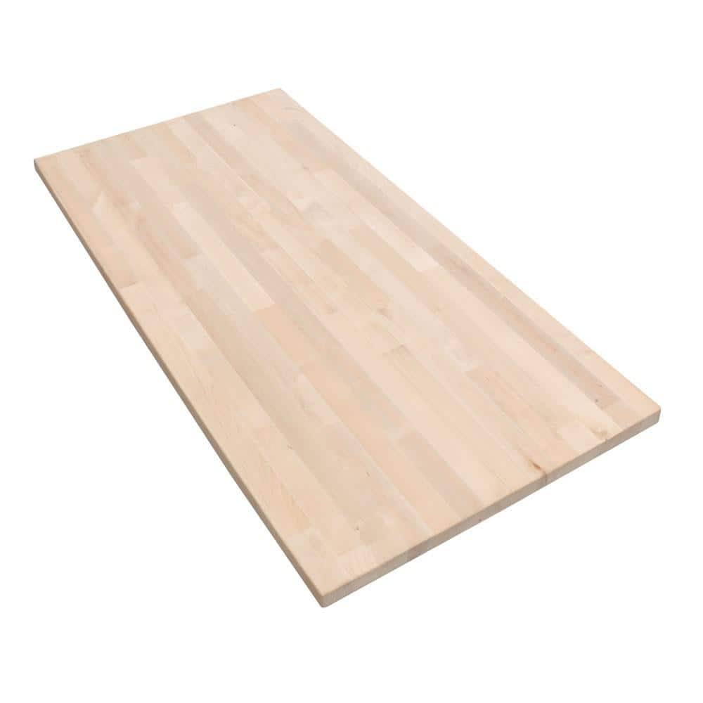 Wood Butcher Block Kitchen Countertop Unfinished Birch Cutting Board 98 x 25 in.