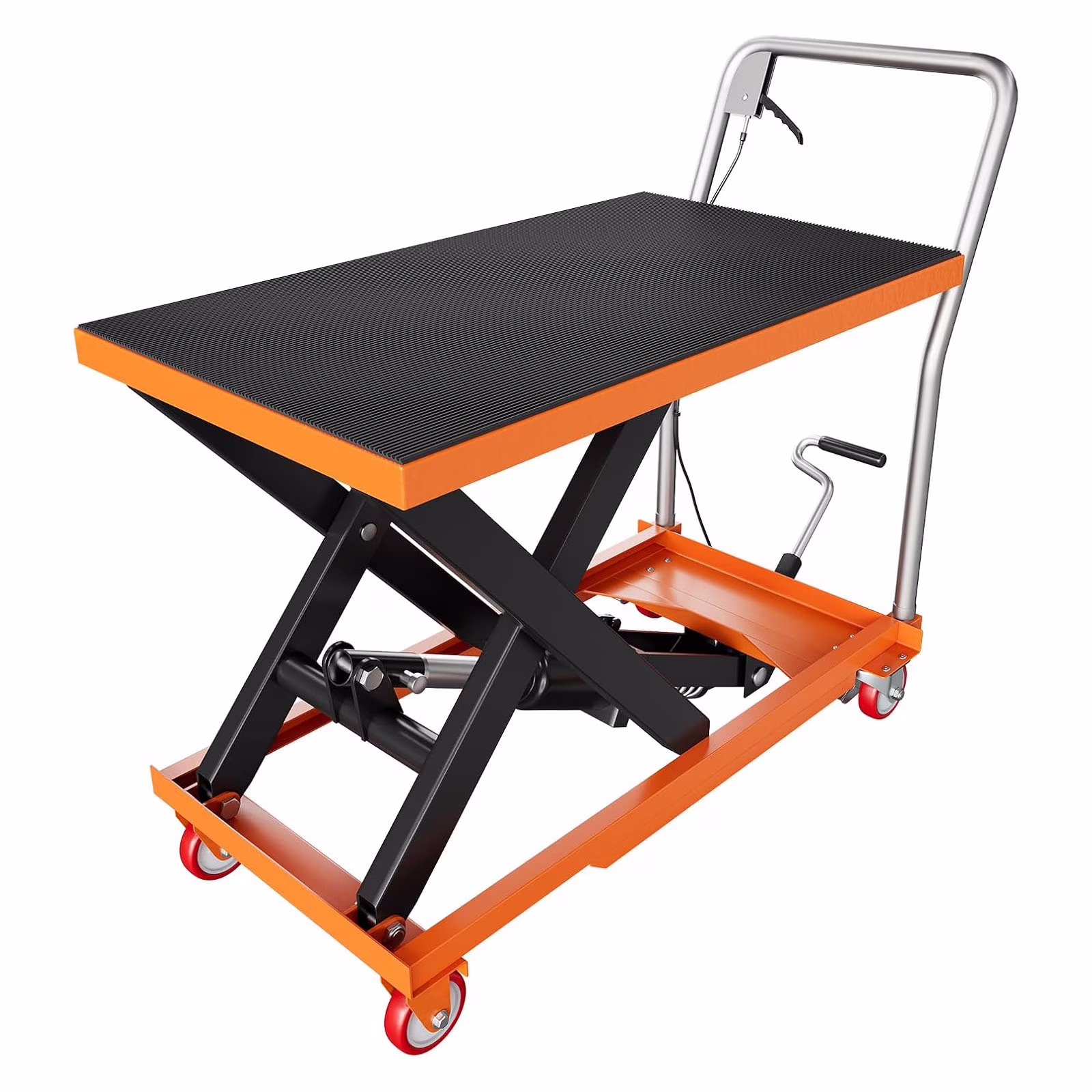 M optimized Hydraulic Lift Table, 500 Lbs Capacity Hydraulic Table Cart, Single Scissor Lift Cart 28.5 Inch Lifting Height with 4 Wheels and Non-Slip Pad for Material Handling, Black(500 lb/Black) - Image 3