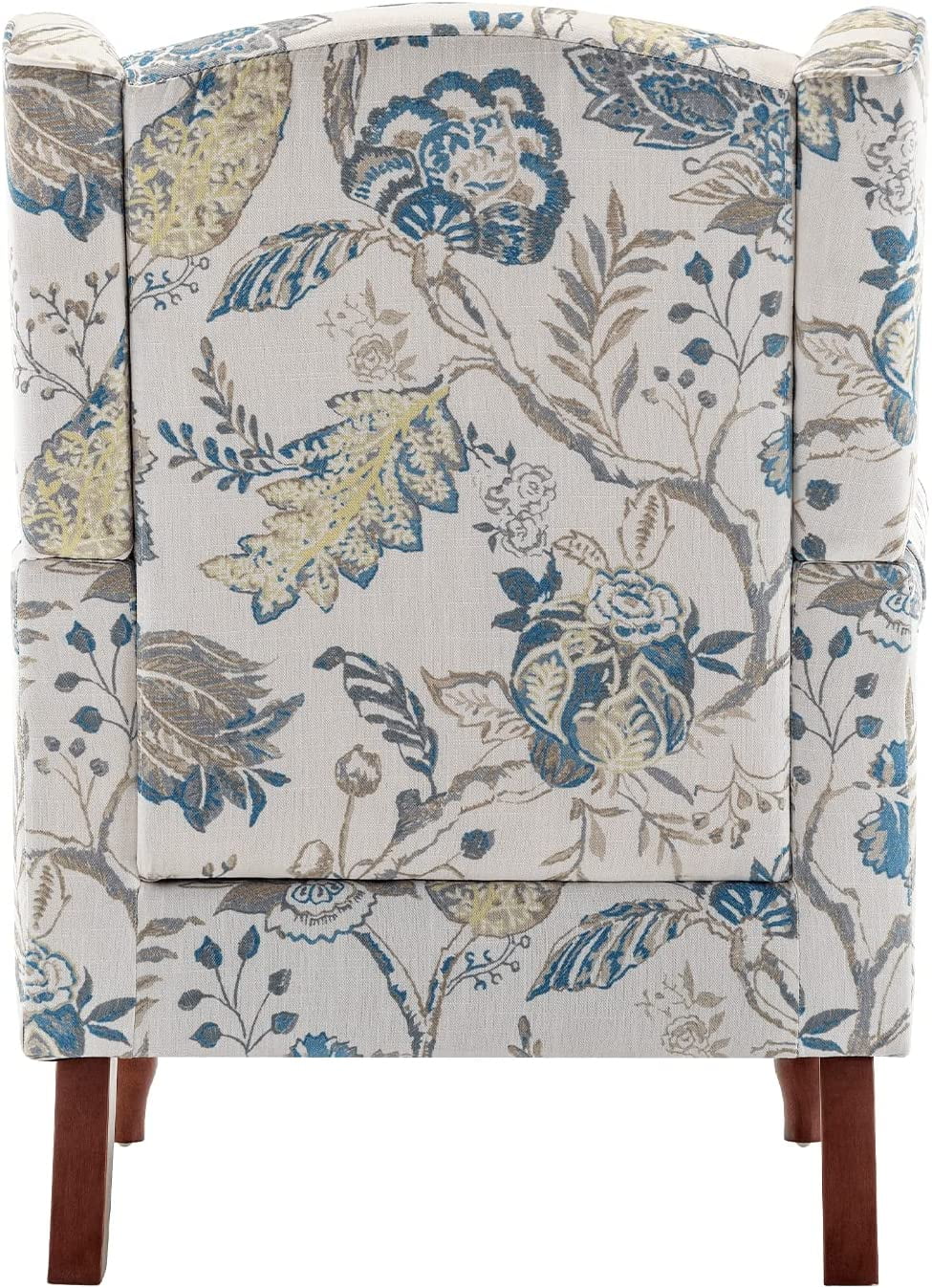 Upholstered Accent Chair, Floral Print Fabric Armchair,Blue(Blue) Image 4