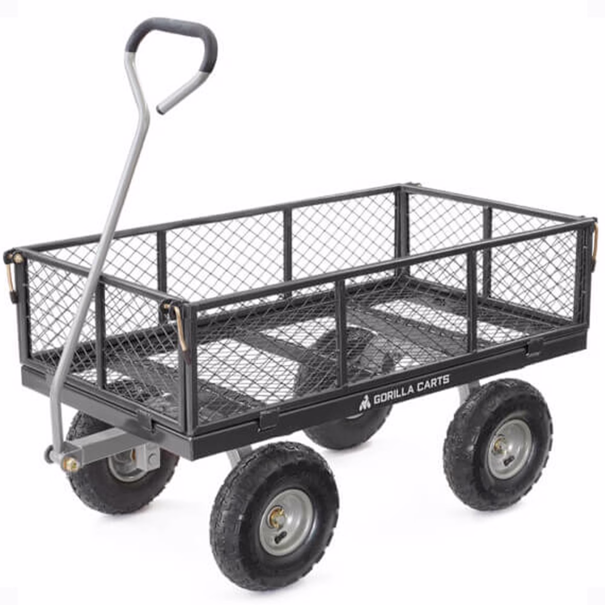 Steel Utility Cart with Removable Side Panels, 800 lb Capacity, Black