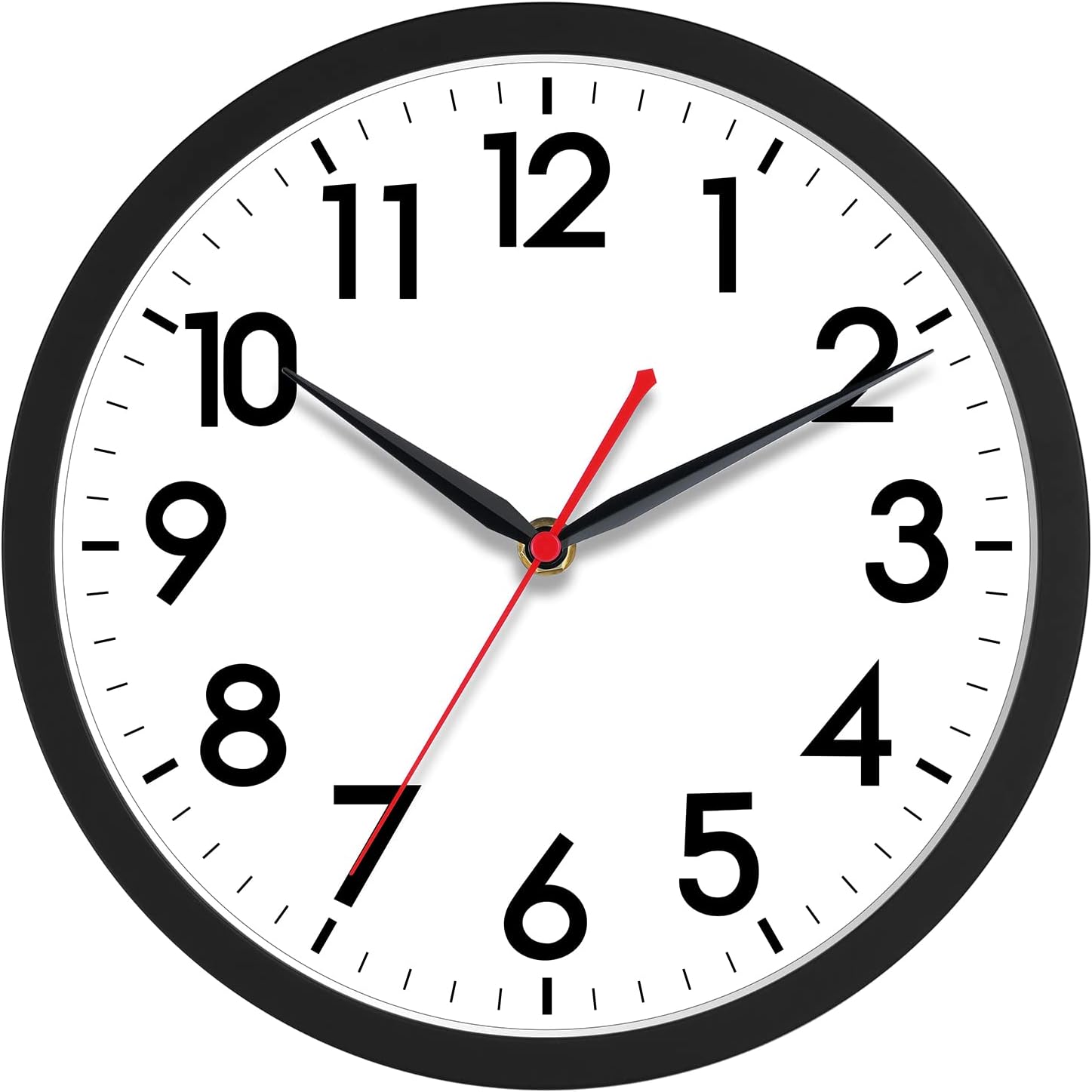 AKCISOT 14 Inch Wall Clock, Silent Battery Operated Analog Clock, Black |   Classroom |   Office |   Kitchen |   Living Room |   Garage |   Shop |   Large Size |   Easy-to-read numbers