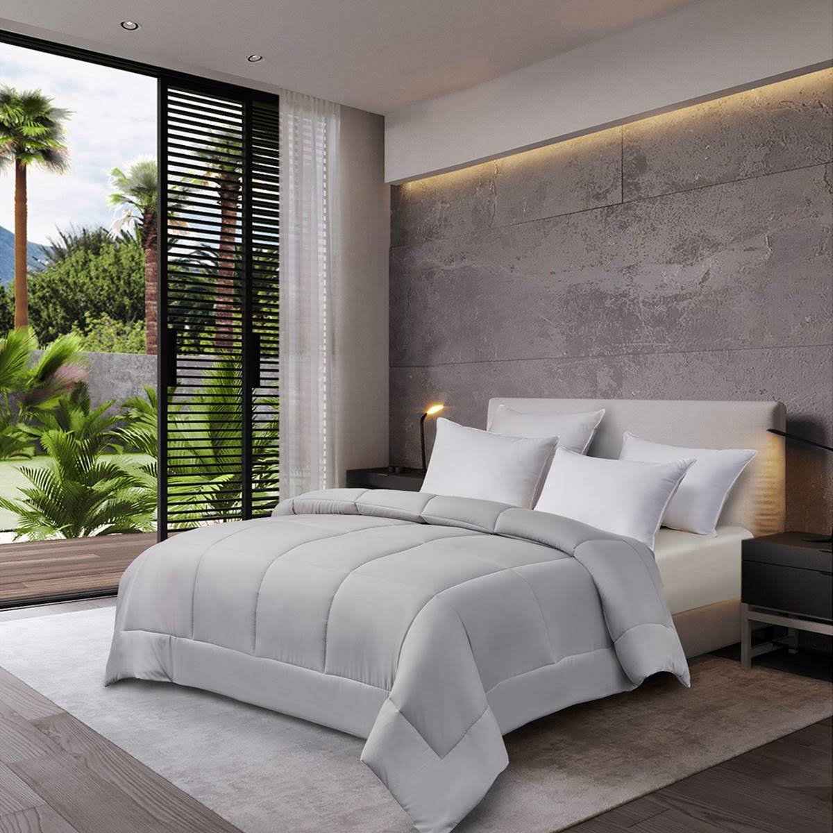 Microfiber Reversible Down Alternative Comforter Twin / White/Platinum
