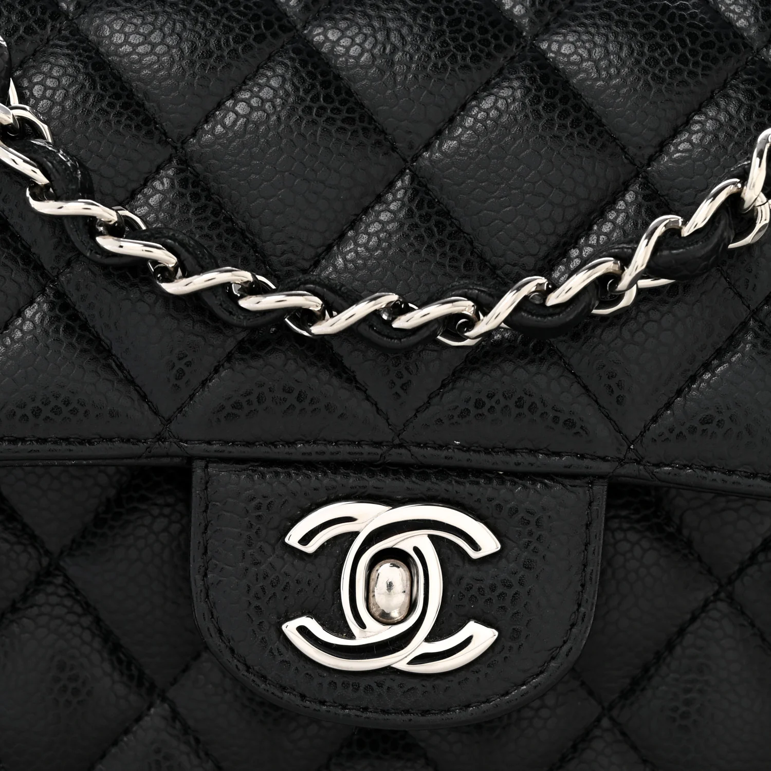 Caviar Quilted Small Double Flap Black