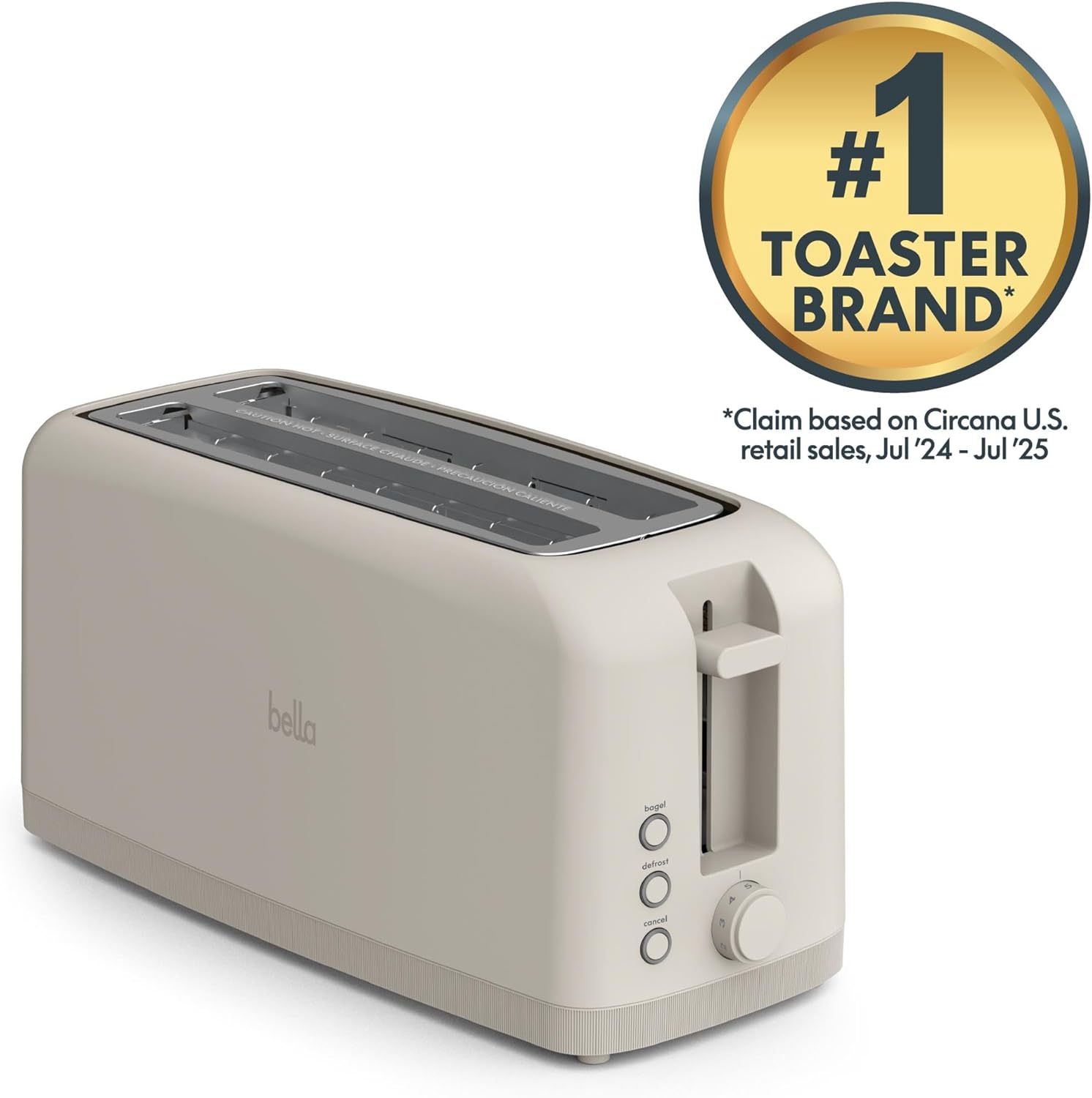 bella Fits-Anywhere ™   Slim Toaster, 4 Slice Extra Long & Wide Slot, Oatmilk