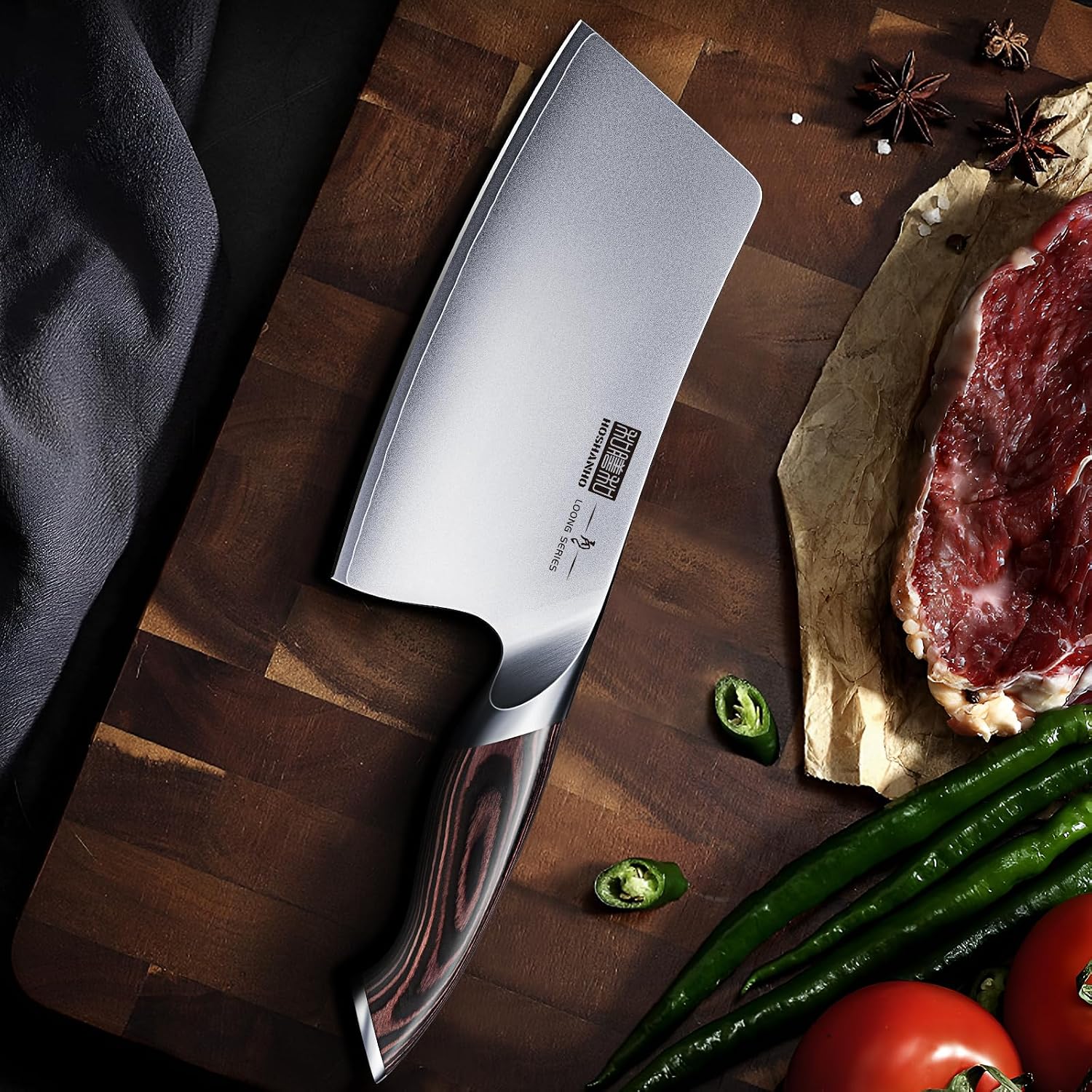 HOSHANHO Cleaver Knife 7 Inch, Ultra Sharp Vegetable Meat Chopper Knife