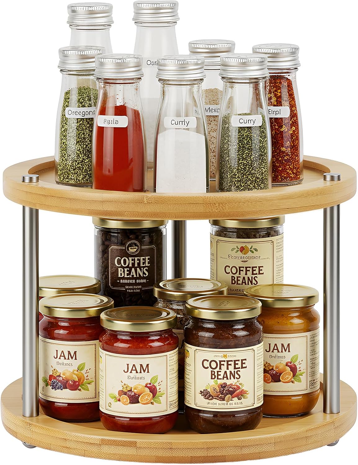 10 inch 2 Tier Lazy Susan, Rotating Spice Rack Organizer for Cabinet
