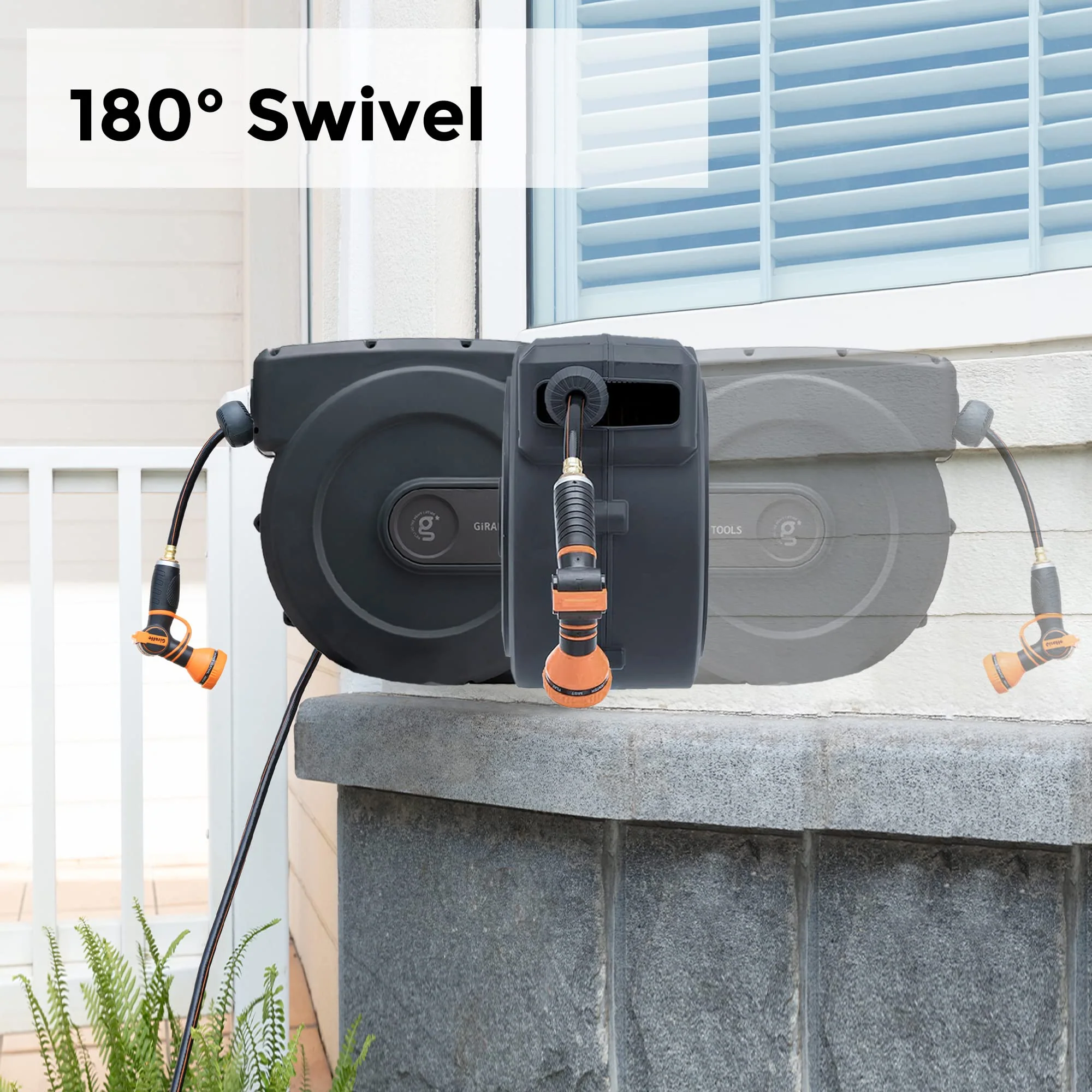 Giraffe Tools Retractable Garden Hose Reel 5/8 x 115+5 ft