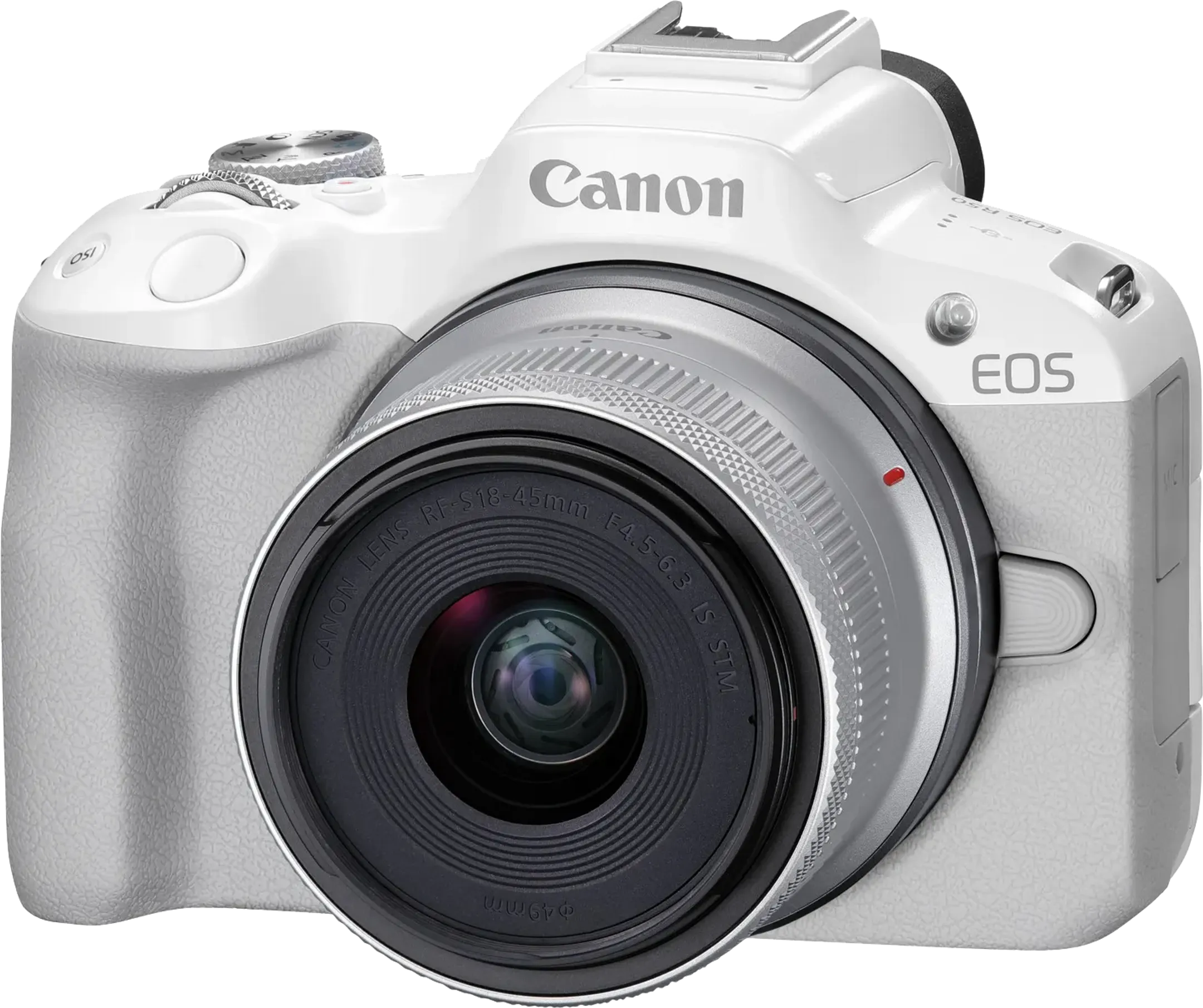 Canon EOS R50-systeemcamera - Wit + RF-S 18-45 mm f/4.5-6.3 IS STM-lens