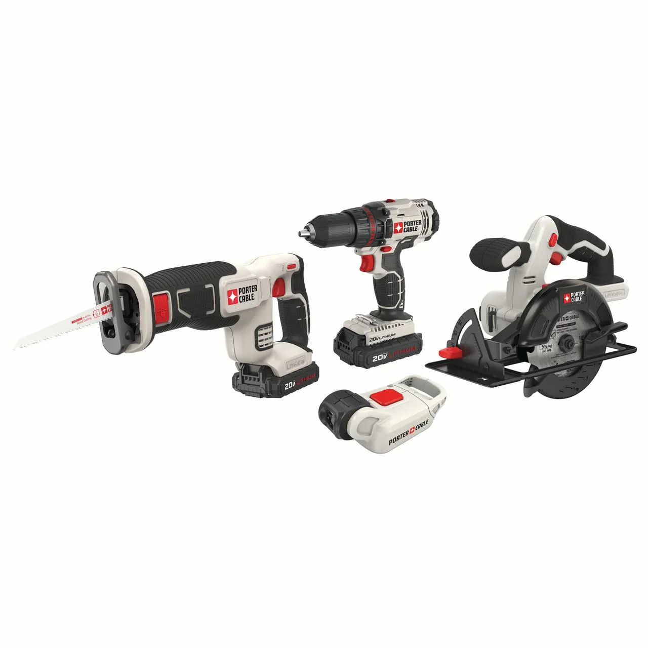 PORTER CABLE 20-Volt Max Lithium-Ion 4 Tool Combo Kit, PCCK616L4