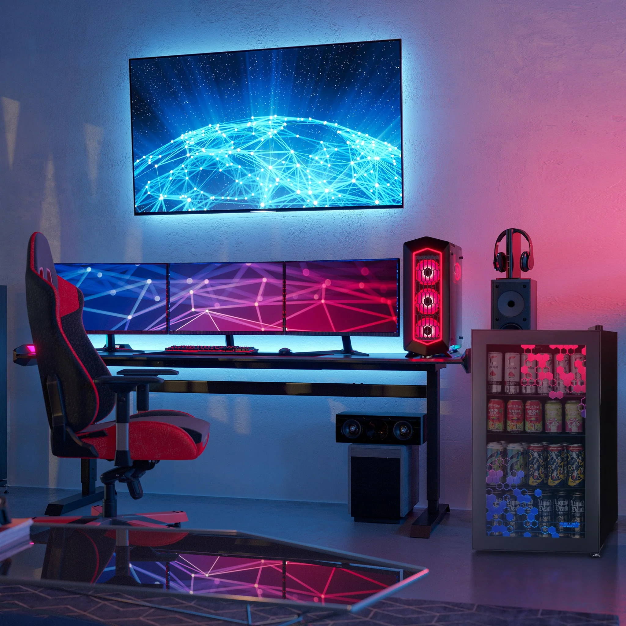 Newair Prismatic Series Beverage Fridge with RGB HexaColor LED Lights