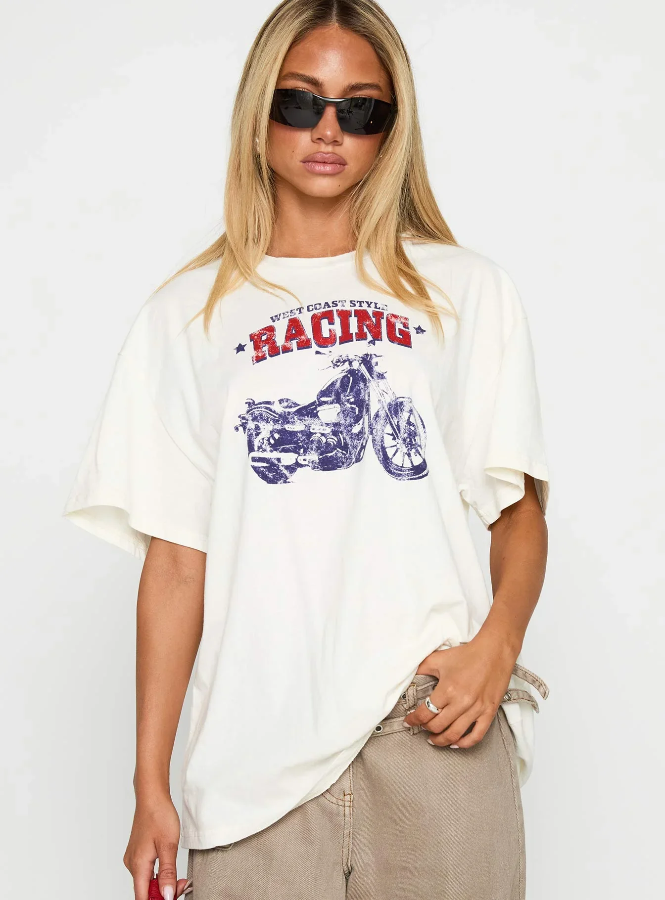 West Coast Style Oversized Tee White