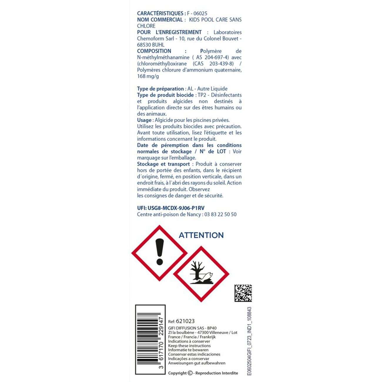Traitement liquide désinfectant et anti-algues Aquaway 500ml
