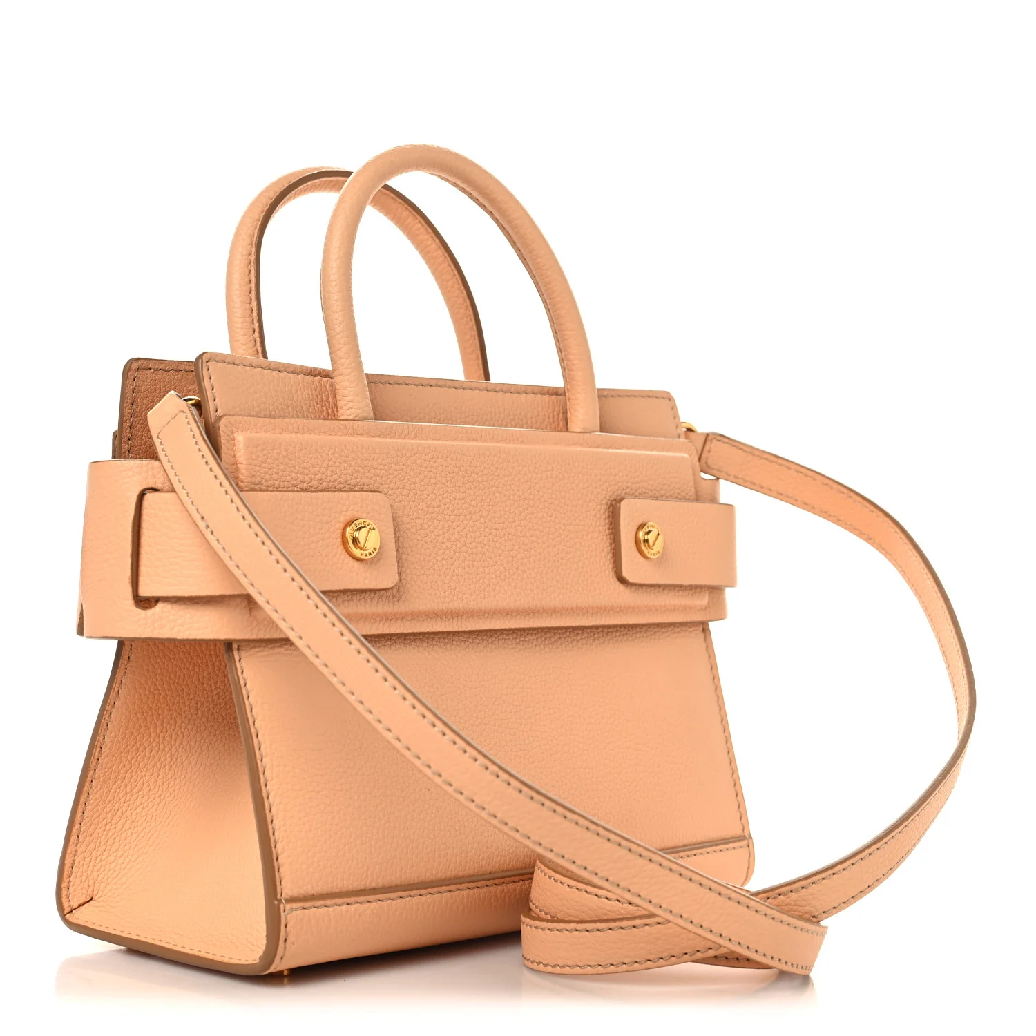 Grained Calfskin Mini Horizon Satchel Beige