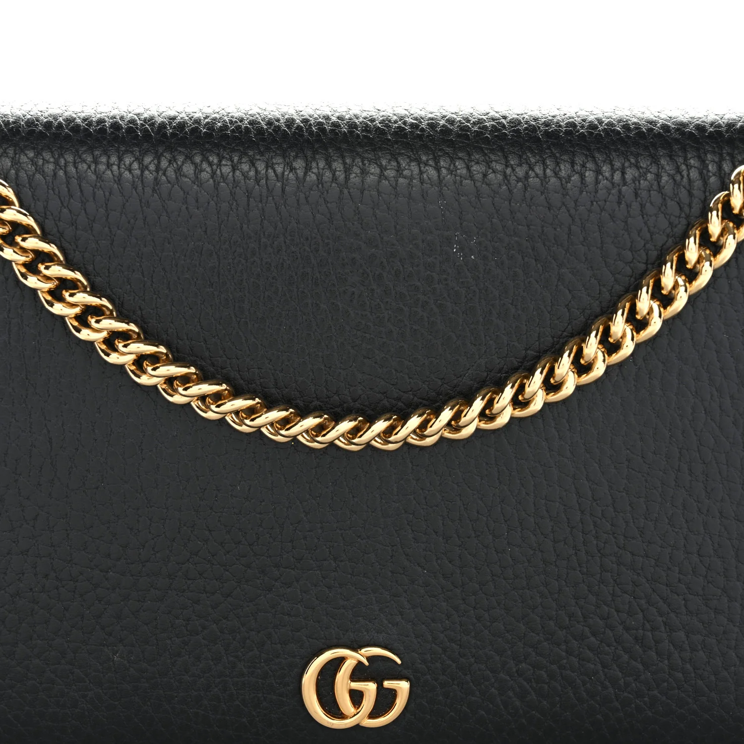 Calfskin Mini GG Marmont Chain Wallet Black