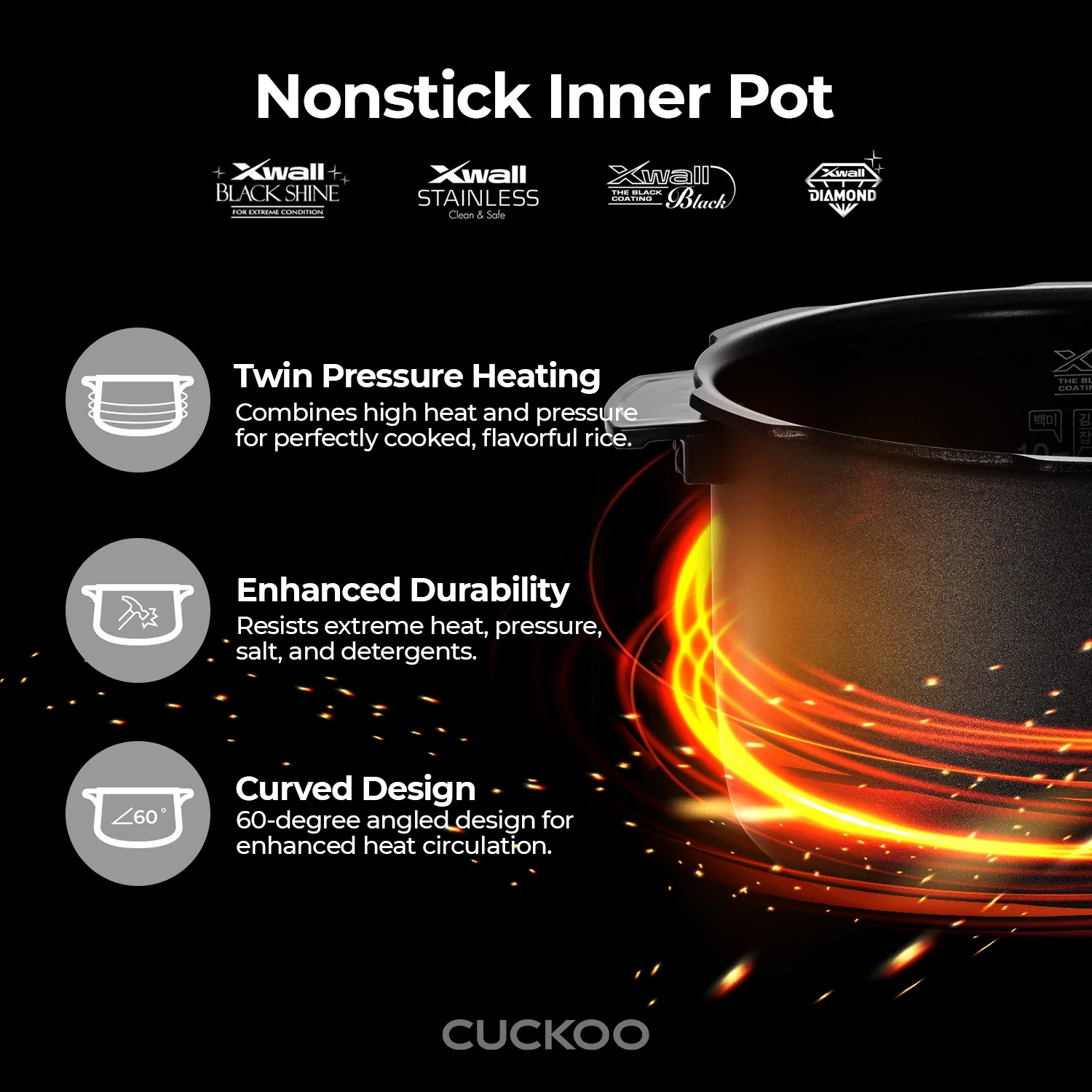 CUCKOO CRP - RT0609FB 6 - Cup (Uncooked) / 12 - Cup (Cooked) Twin Pressure Rice Cooker & Warmer with Nonstick Inner Pot, 14 Menu Options, Safe Steam Release, 3 Voice Guide, Auto Clean (Black)