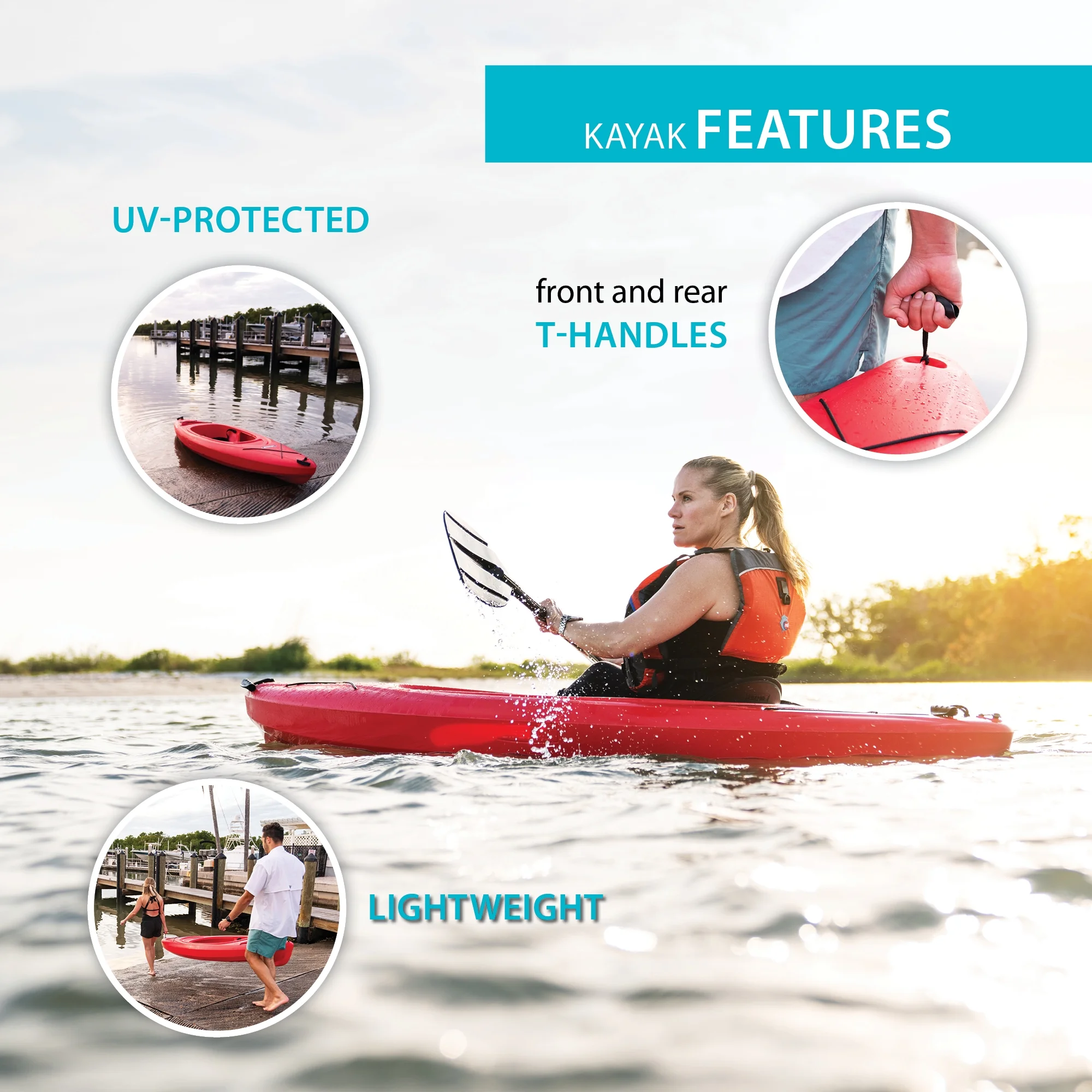 (2 pack) Pacer 8 ft Sit-Inside Kayak, Fire Red *WP (91036)(2 Pack) - Image 6