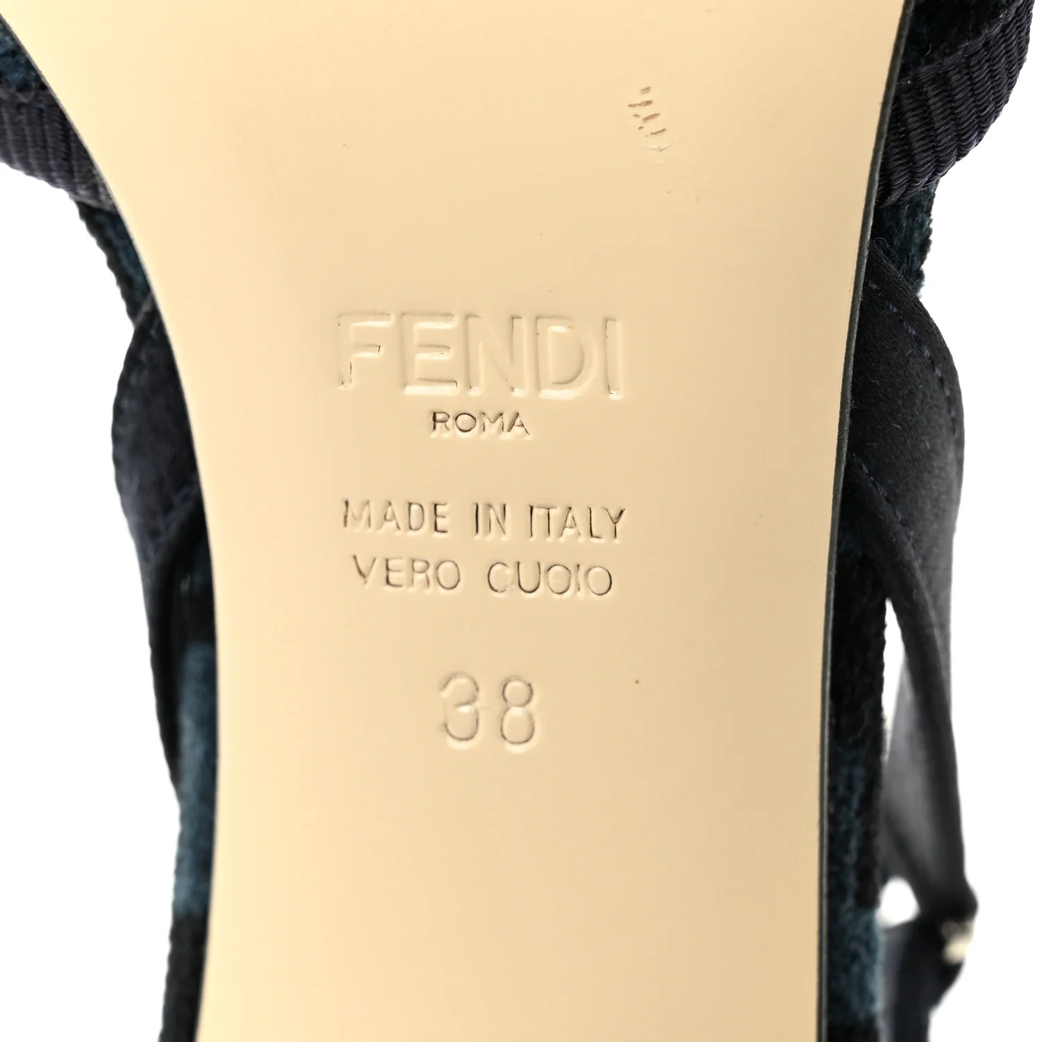 Fabric Jacquard FF Colibri Lite 85mm Slingback Pumps 38 Black Blue