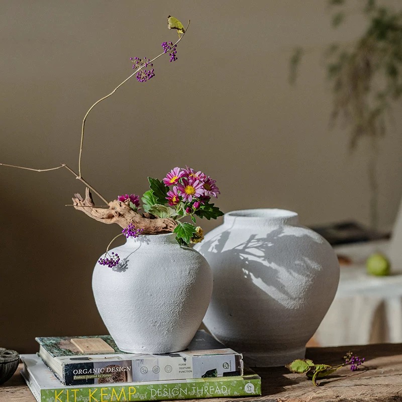Interior Decoration Handicraft Home Tabletop Decoration Ceramic Vase Terracotta Nordic White Flower Vaes for Decor