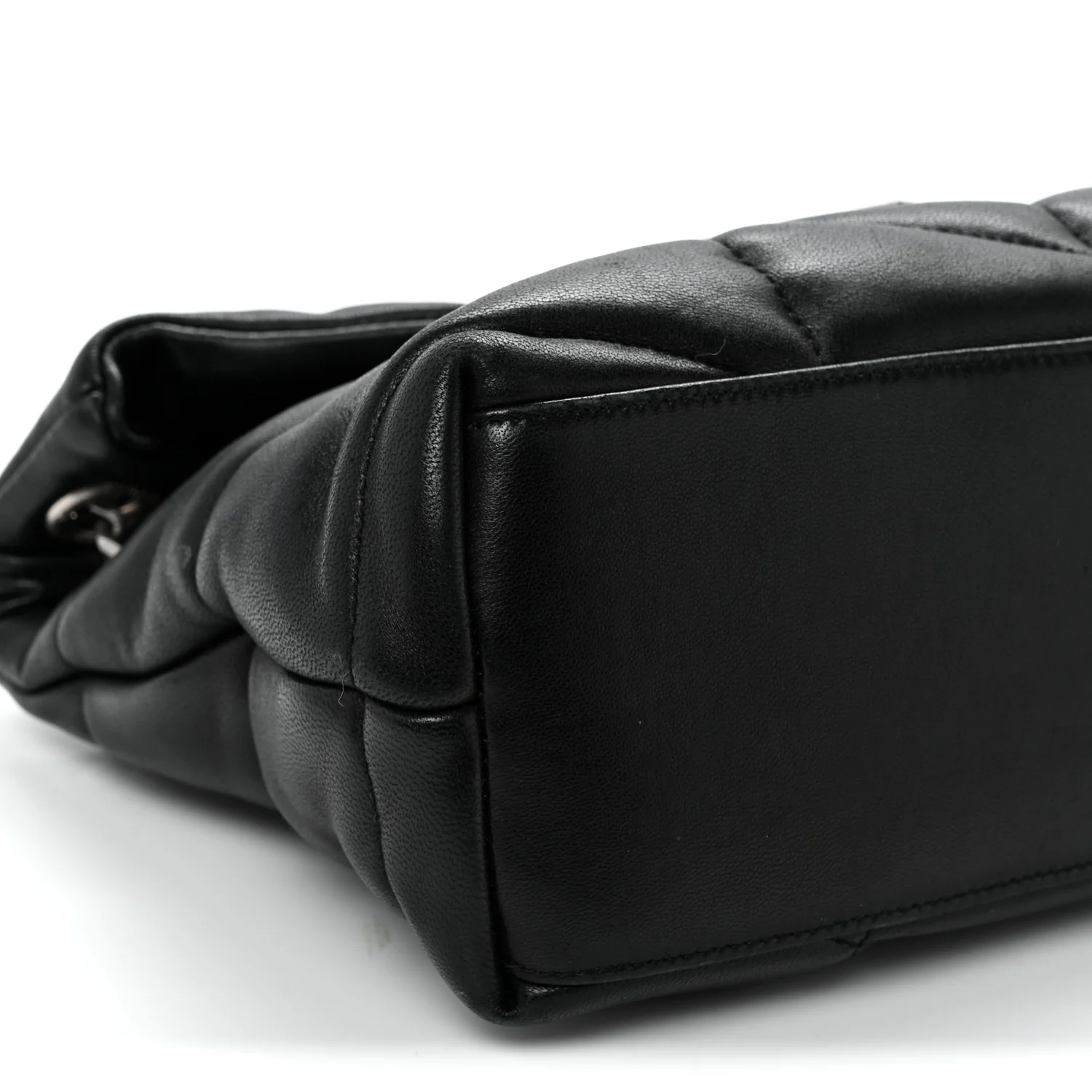 Lambskin Quilted Small Loulou Puffer Monogram Chain Satchel Black