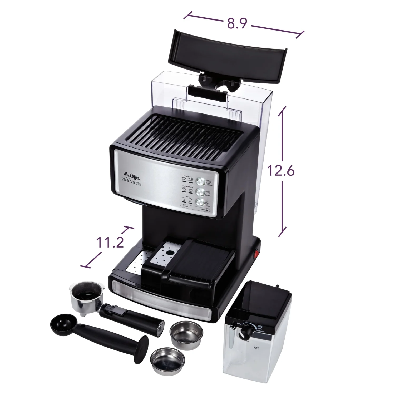 Mr. Coffee New Cafe Barista Black & Silver Premium Espresso/Latte/Cappuccino Maker