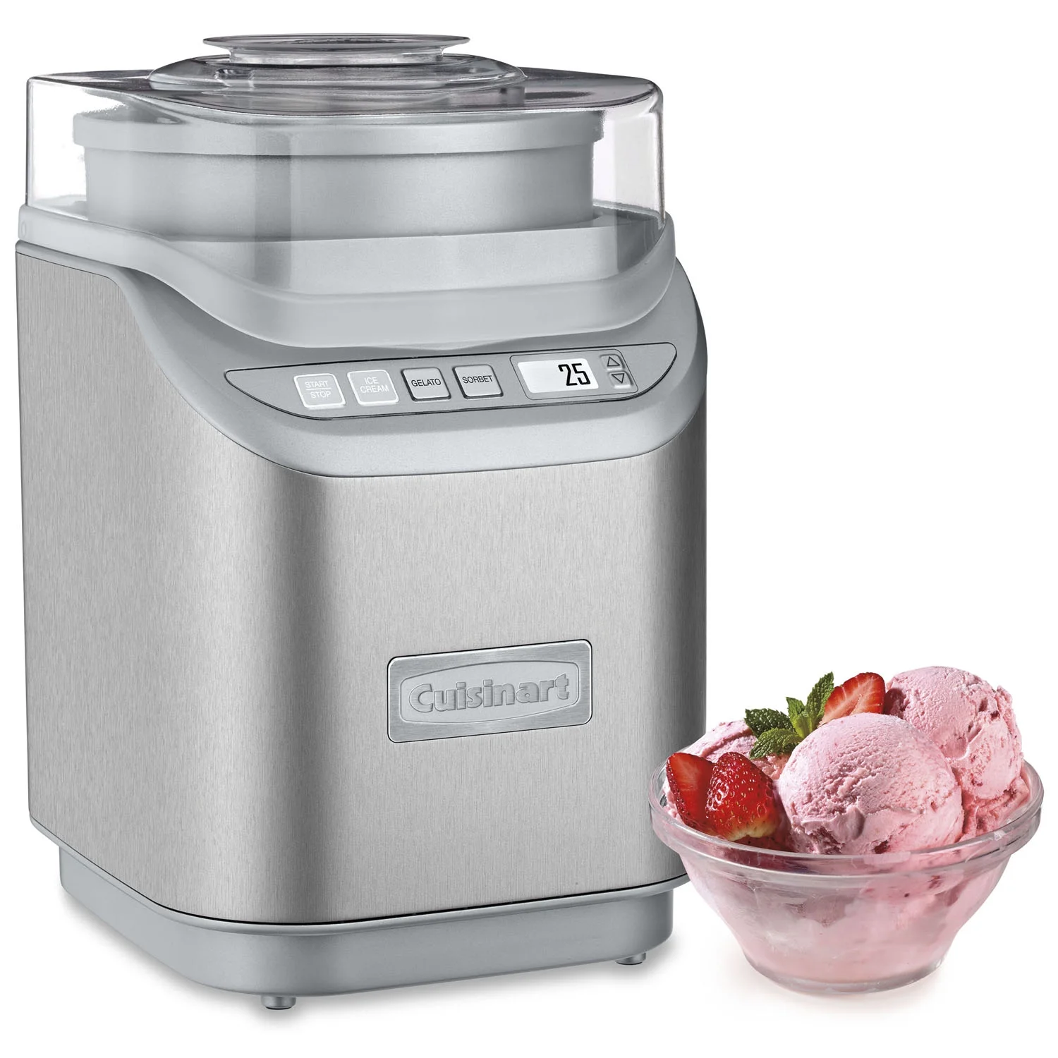 ICE-70 Electronic Ice Cream Maker, Brushed Chrome + Smart Stick Hand Blender - Image 5