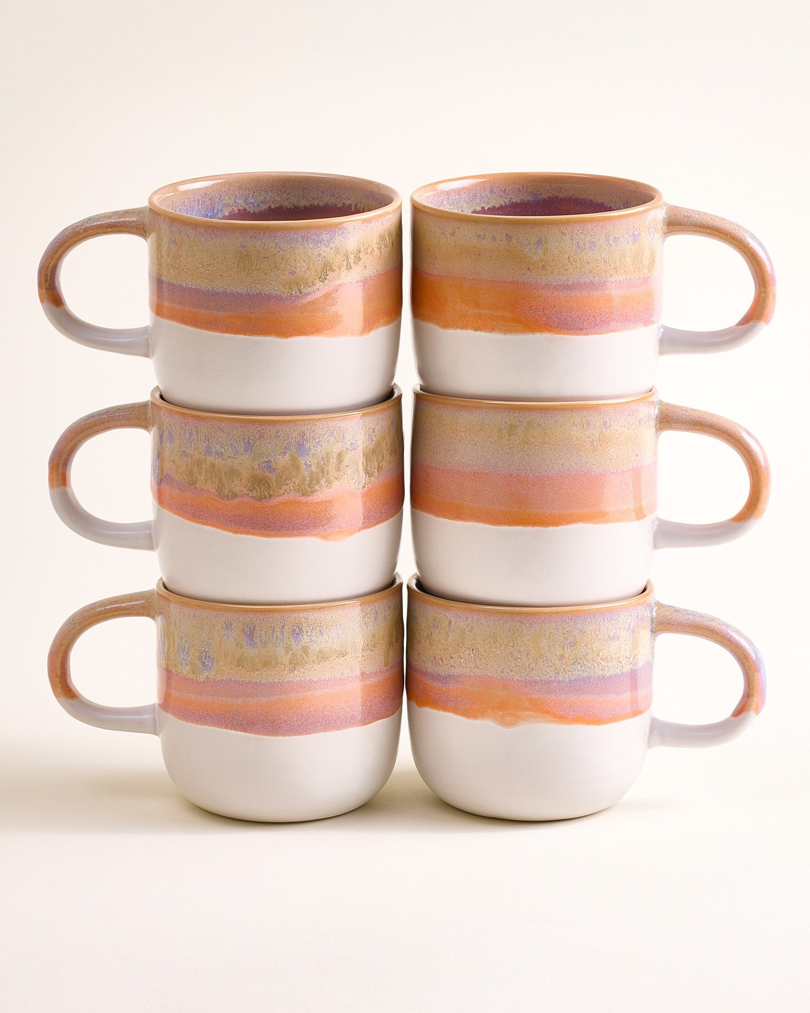 COIMBRA - LARGE MUG PURPLE ORANGE SET OF 6