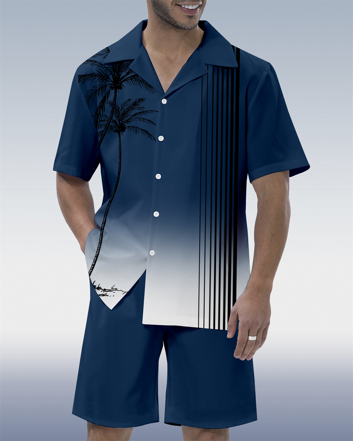 Ensemble chemise à manches courtes et col cubain hawaïen pour homme, style décontracté, idéal pour les vacances