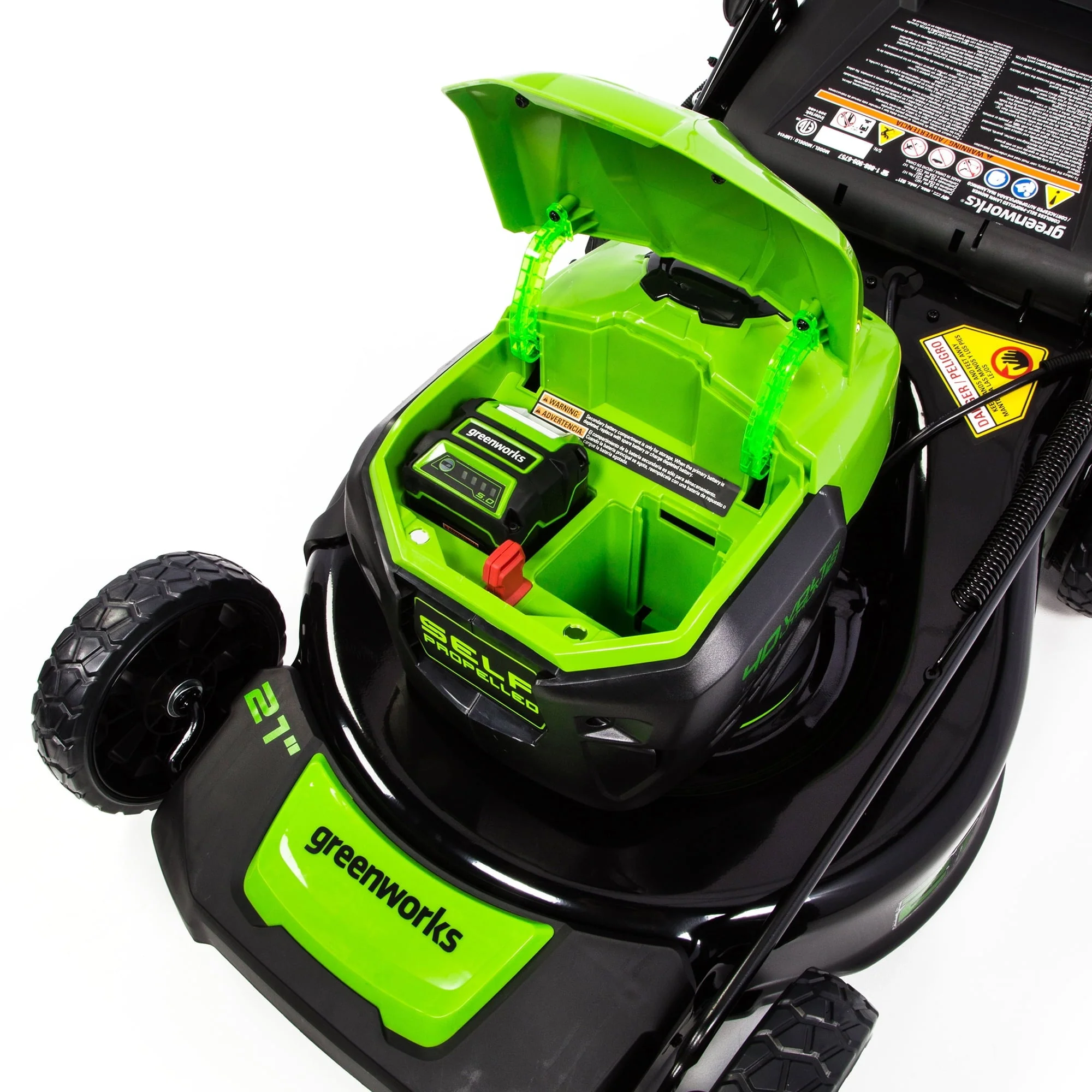 Greenworks 21" 40V Brushless Self Propelled Lawn Mower + 5 0 Ah Battery Charger Image 8
