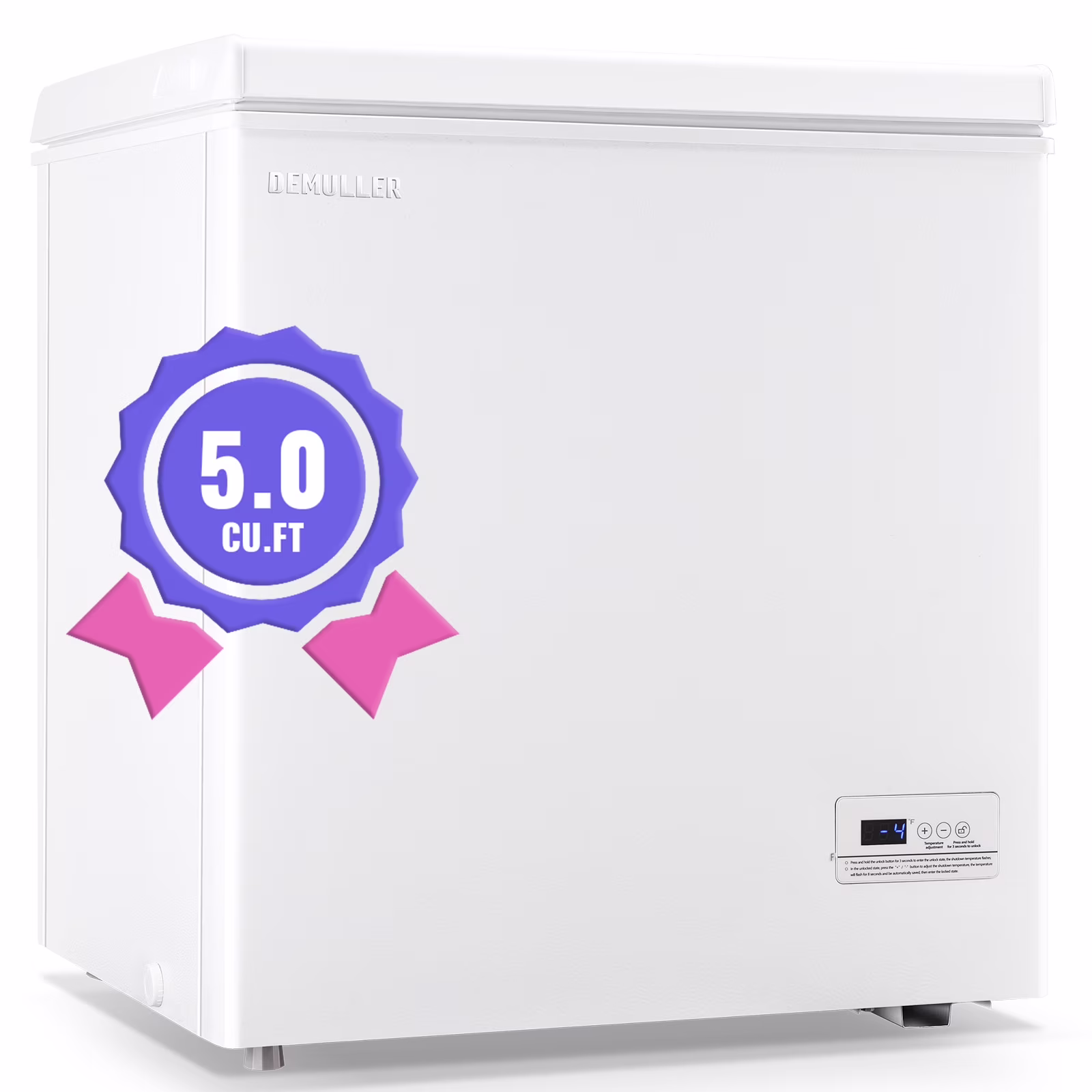 Chest Freezer 5.0 Cu. ft Deep Freezer with Two Hanging Baskets Top Open Door Freezer White(White)