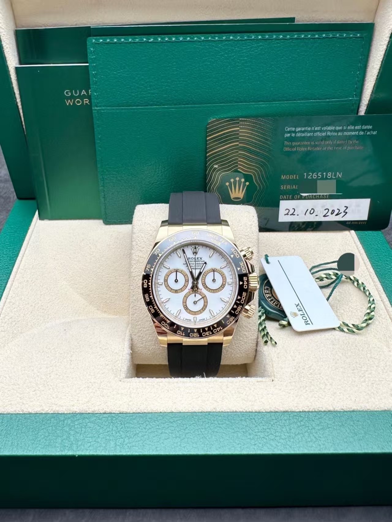 [Super Clone]Rolex Daytona Yellow Gold / Ceramic / White / Oysterflex  m126518ln-0002
