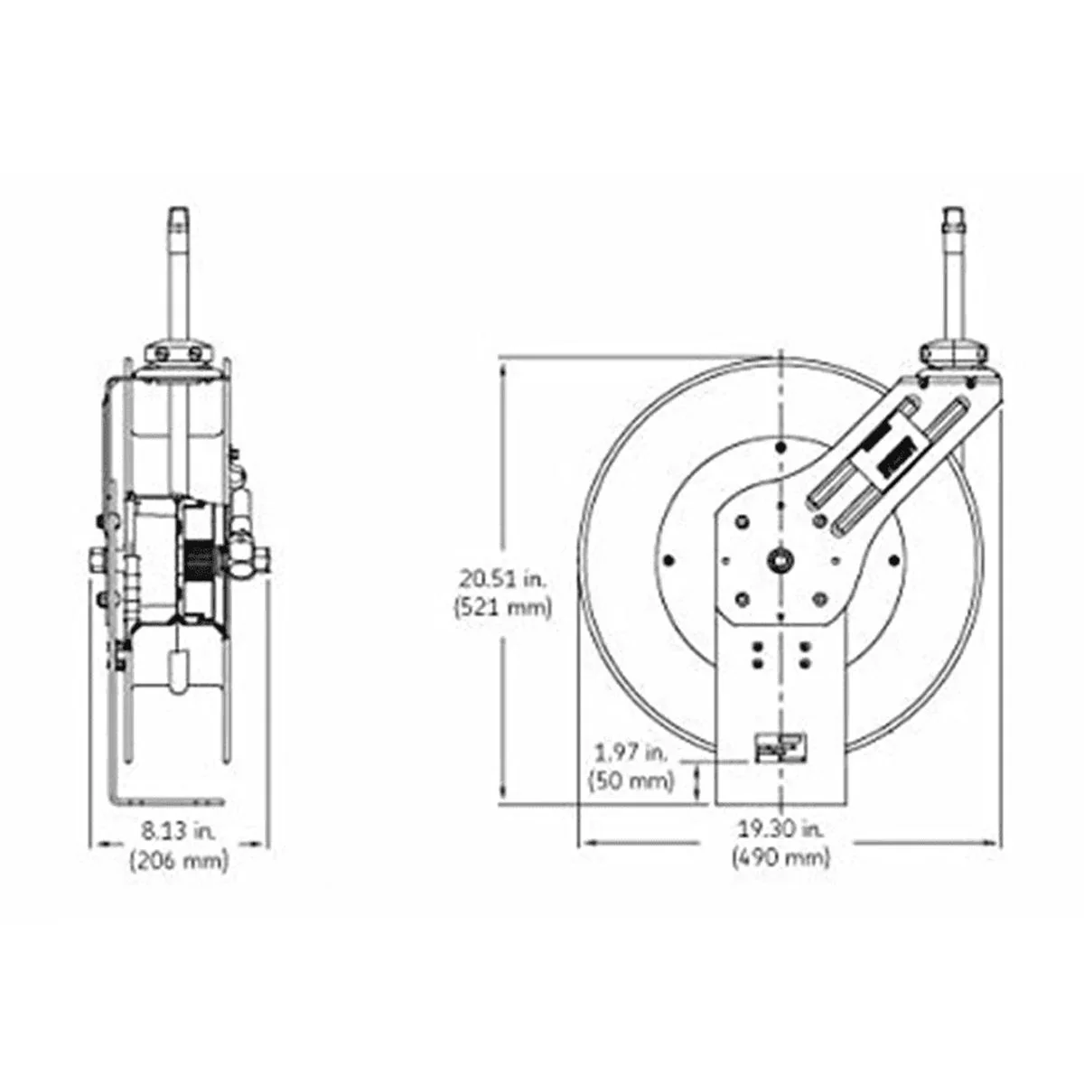 Lincoln 83754 Value Series Air and Water 50' x 1/2 Retractable Hose Reel