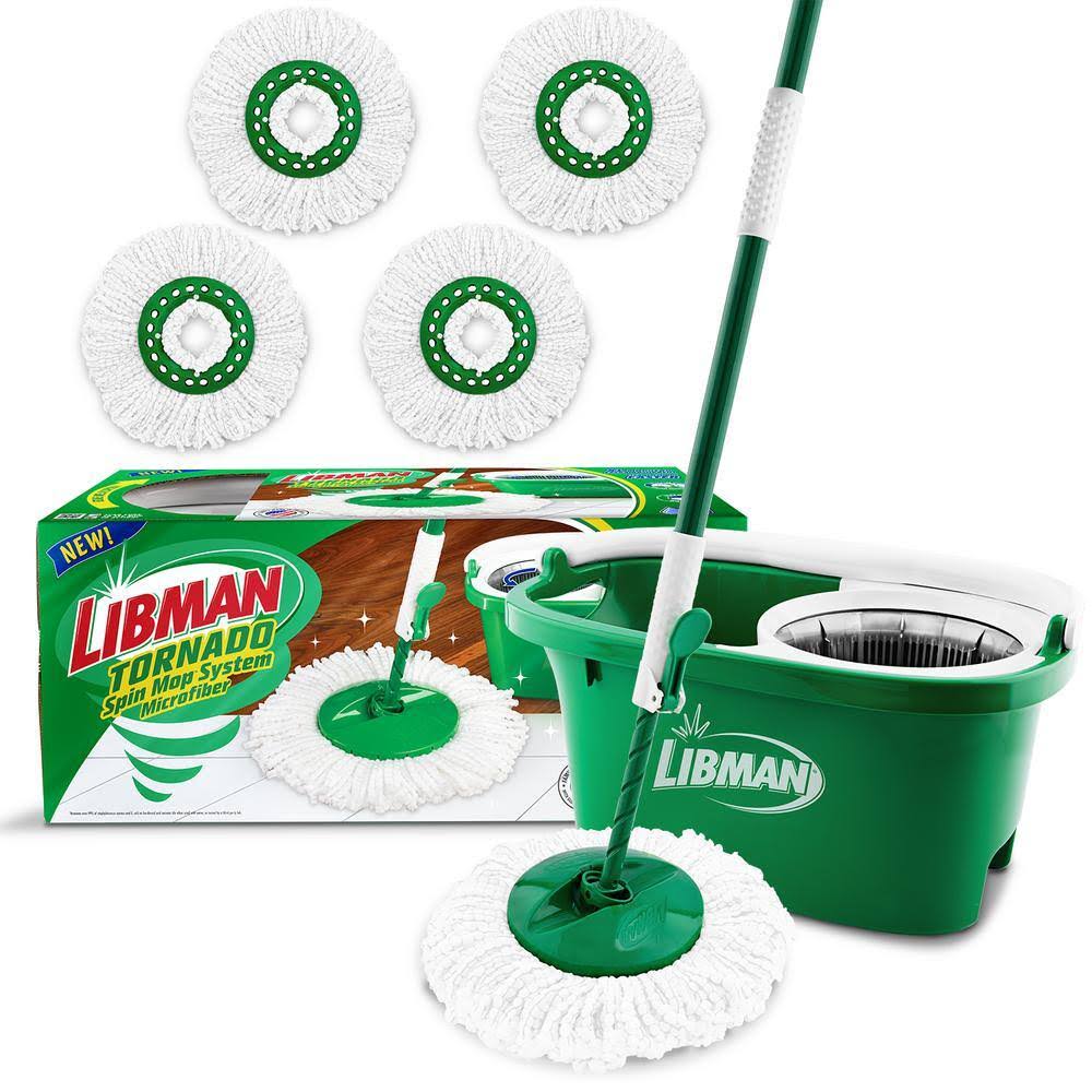 Microfiber Tornado Wet Spin Mop and Bucket Floor Cleaning System with 4 Refills