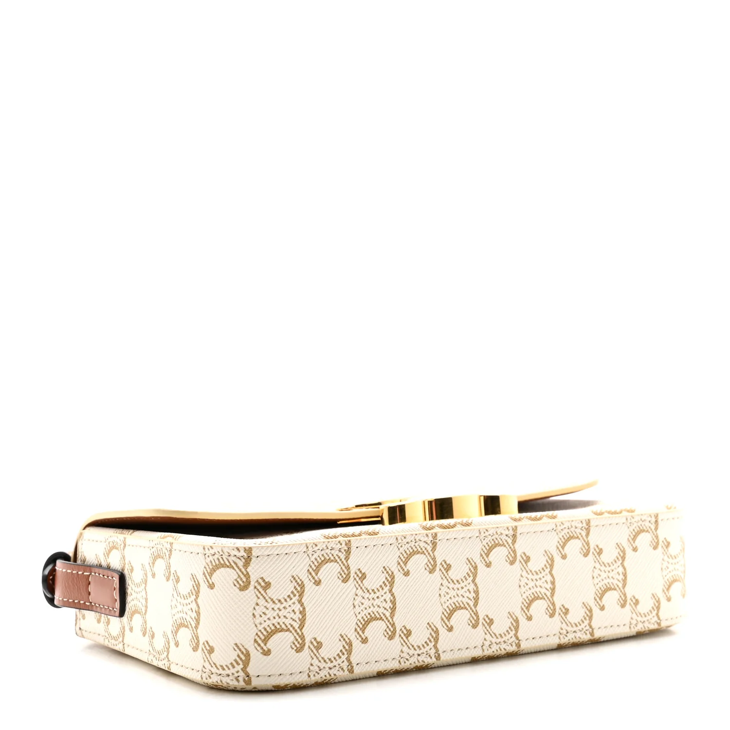 Canvas Calfskin Triomphe Shoulder Bag White
