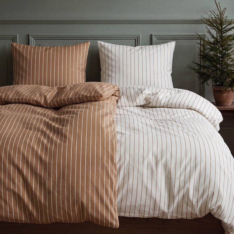 Soft sengesett 140x220 cm karamell/offwhite